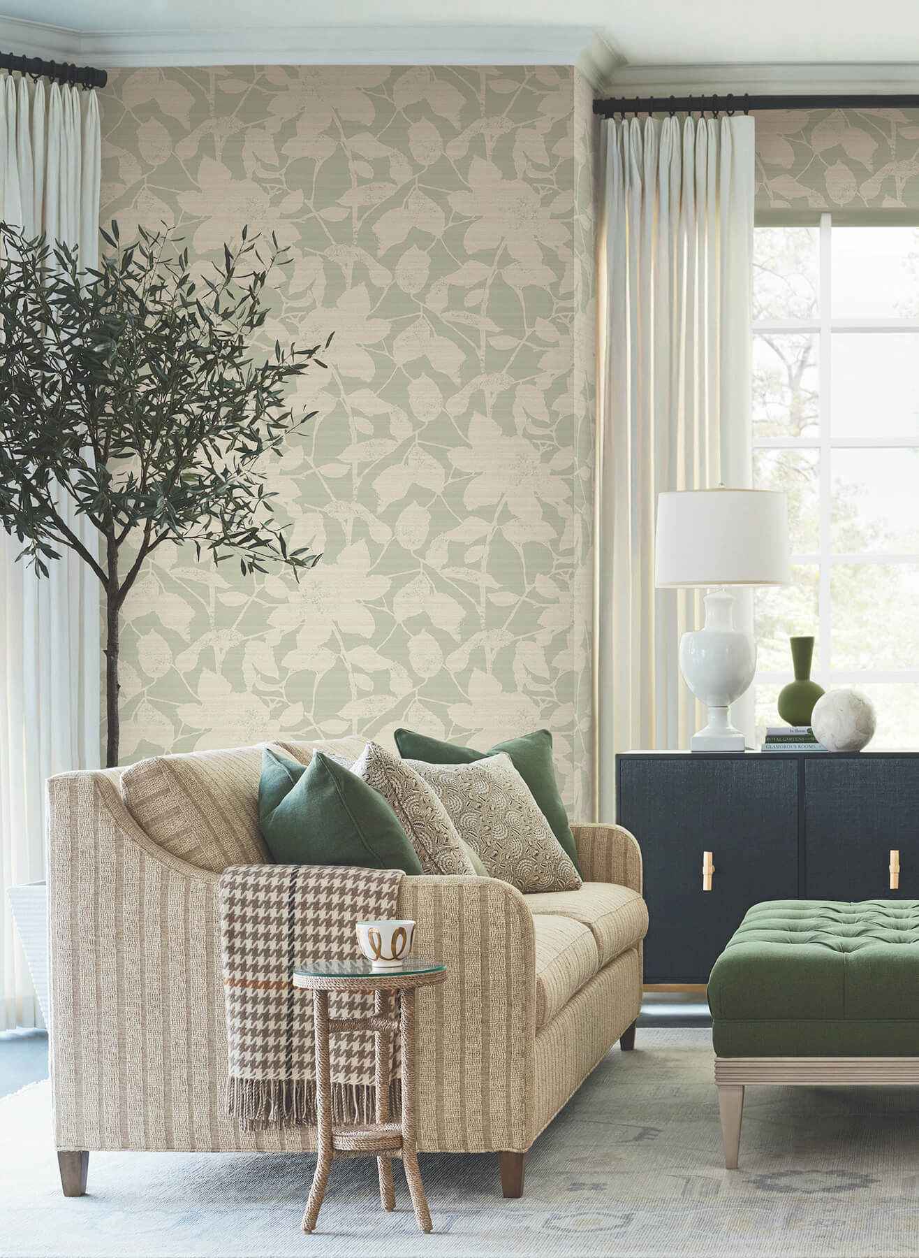 Solange Sage Botanical Wallpaper - York Wallcoverings - LL3216