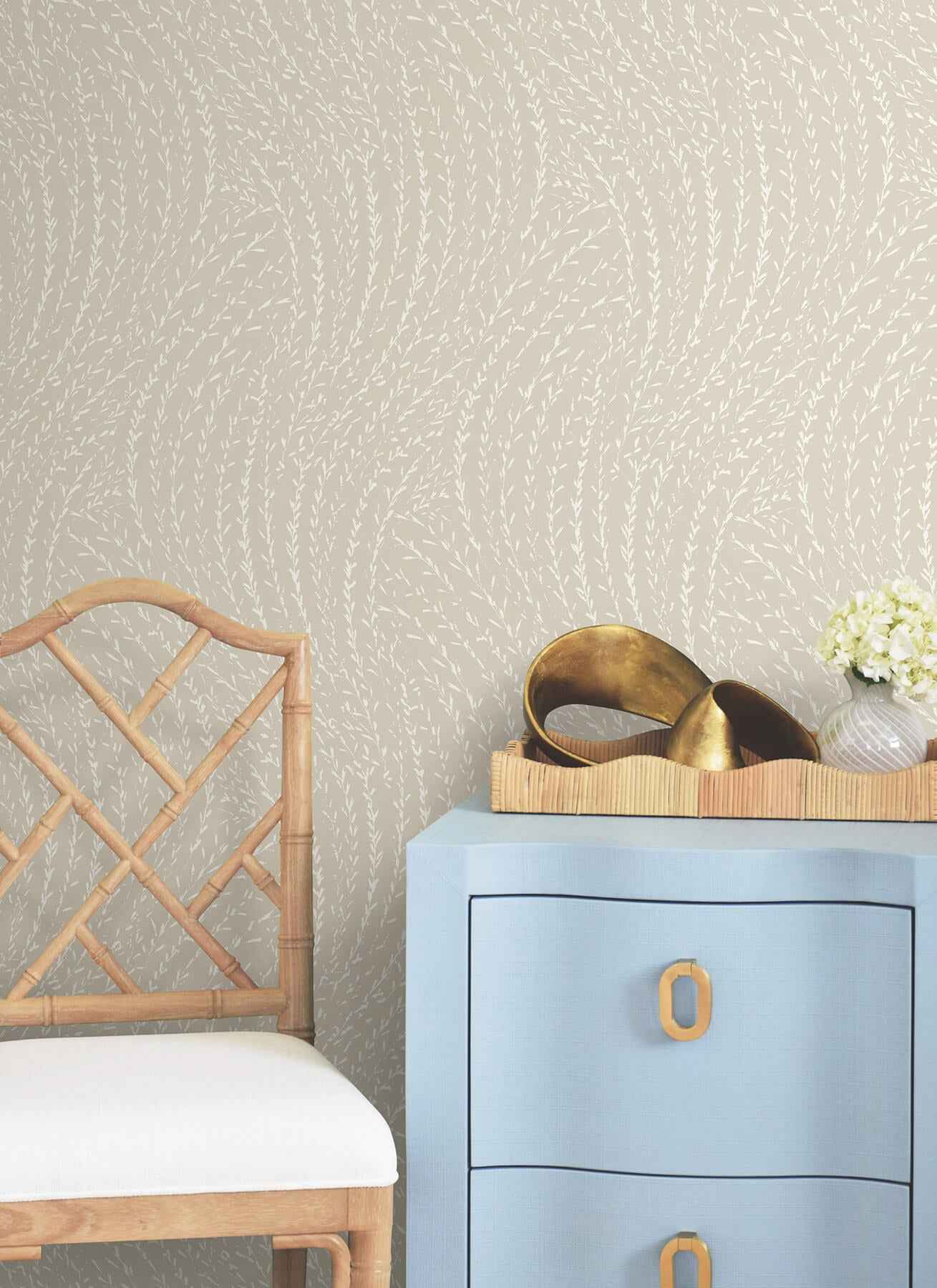 Willow Song Taupe Botanical Wallpaper - York Wallcoverings - LL3218 - York Wallcoverings Wallpaper