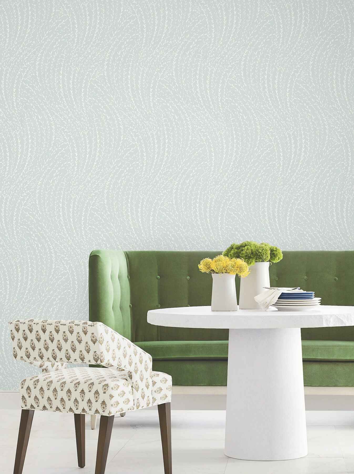 Willow Song Light Blue Botanical Wallpaper - York Wallcoverings - LL3220 - York Wallcoverings Wallpaper