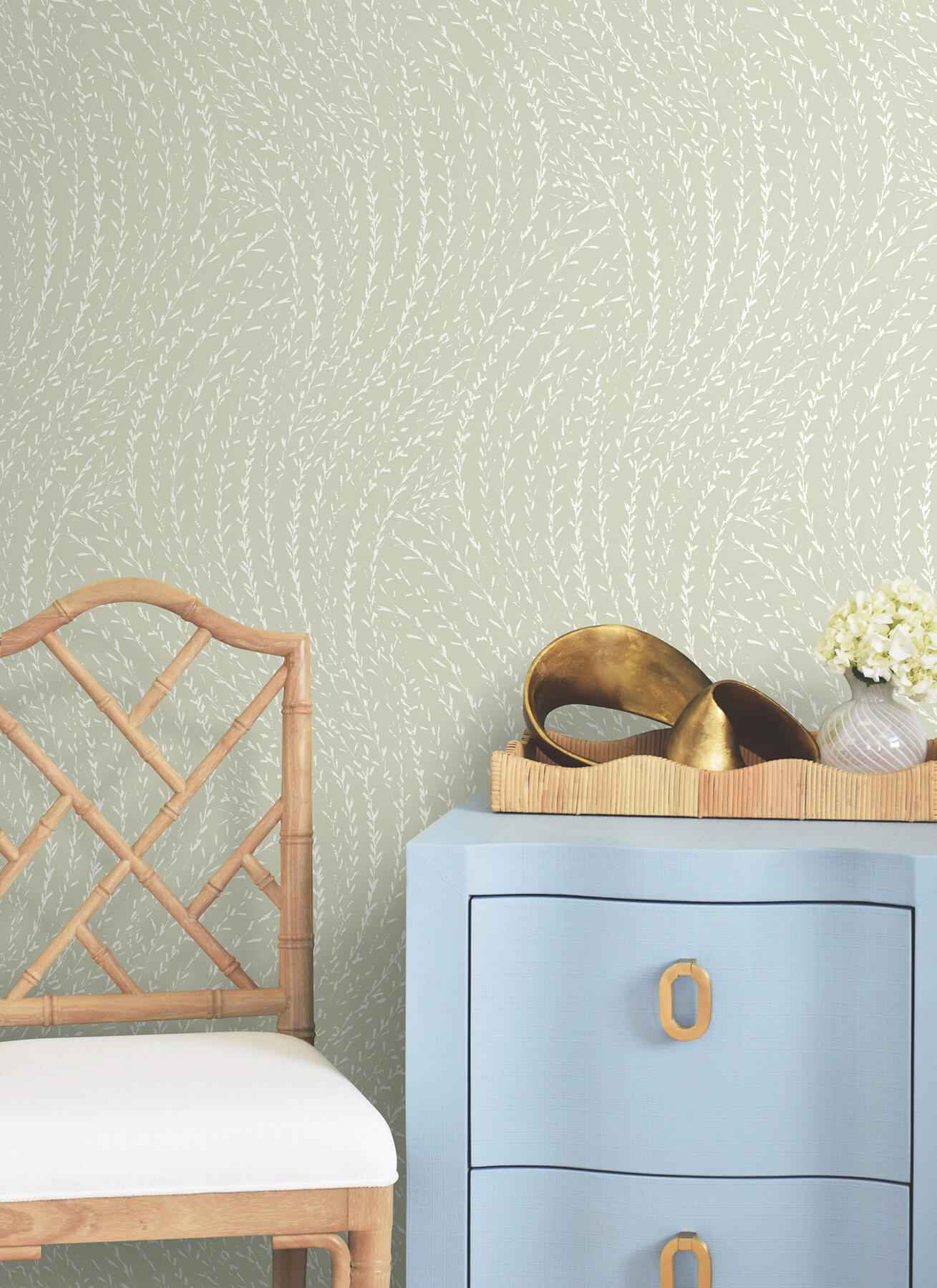 Willow Song Sage Botanical Wallpaper - York Wallcoverings - LL3221 - York Wallcoverings Wallpaper