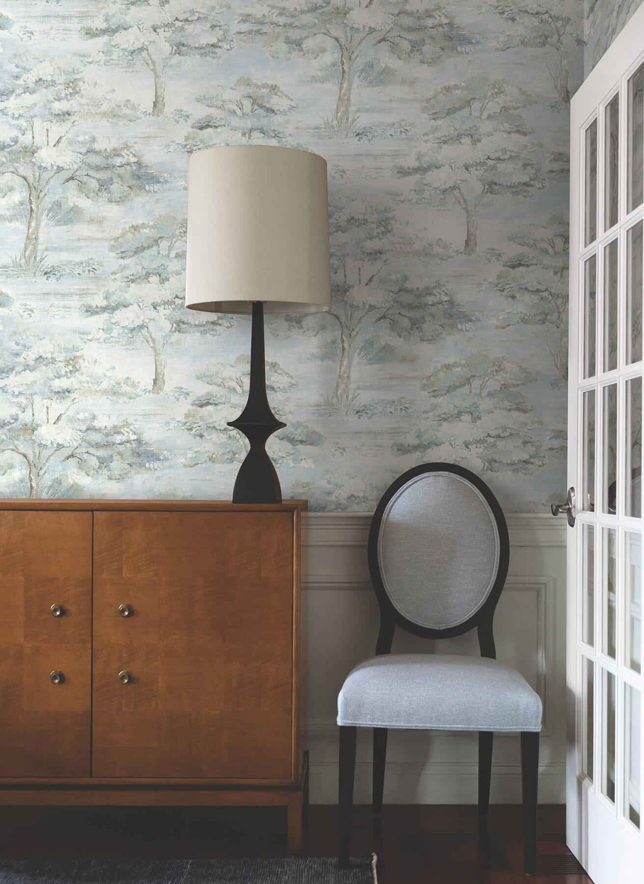 Moreno Blue Woodland Wallpaper - York Wallcoverings - LL3226