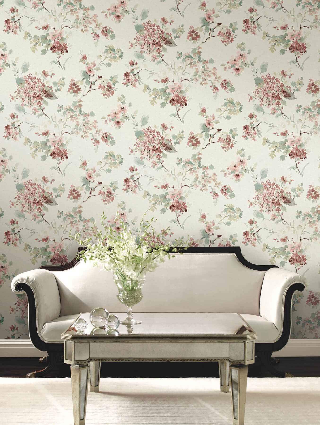 Veiled Garden Rose Floral Wallpaper - York Wallcoverings - LL3230