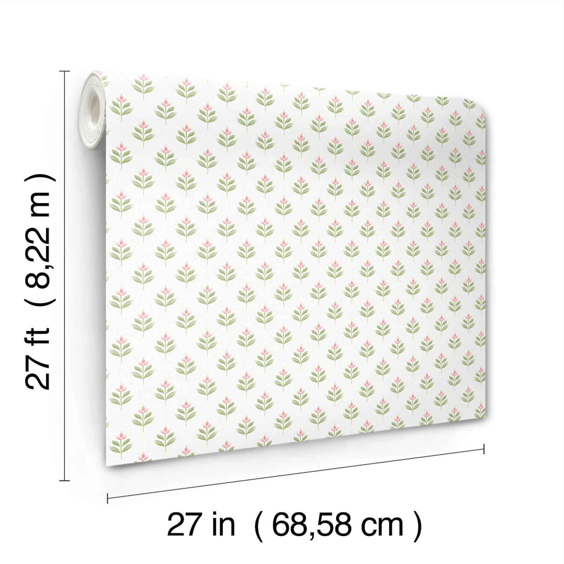 Serene Villa Pink Floral Stamp Wallpaper - York Wallcoverings - LL3236 - York Wallcoverings Wallpaper
