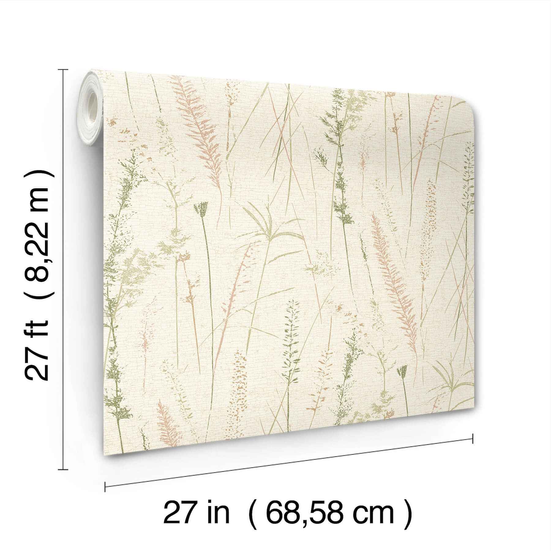 Meadow Splendor Salmon Botanical Wallpaper - York Wallcoverings - LL3238 - York Wallcoverings Wallpaper
