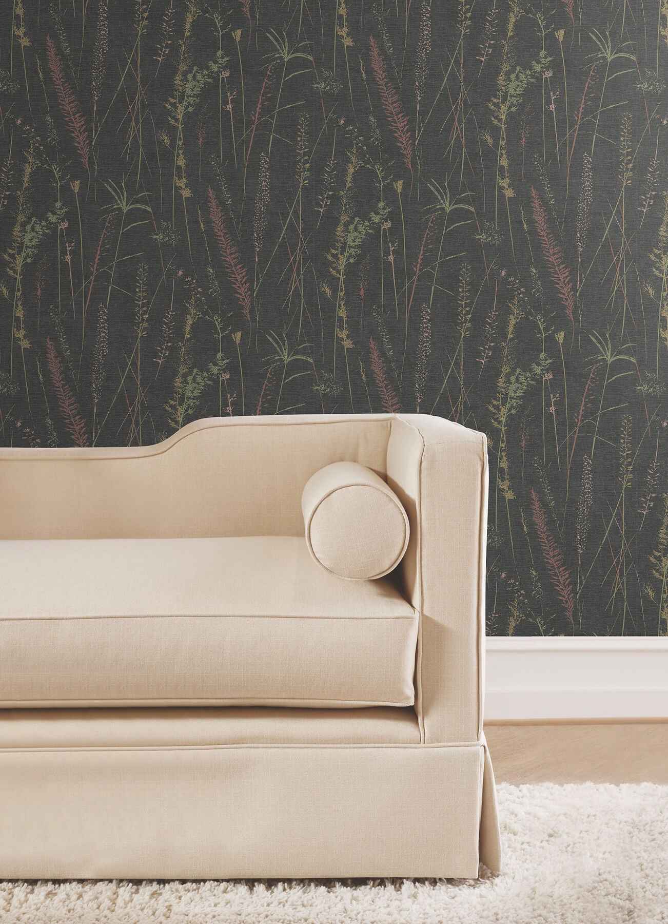 Meadow Splendor Black Botanical Wallpaper - York Wallcoverings - LL3241