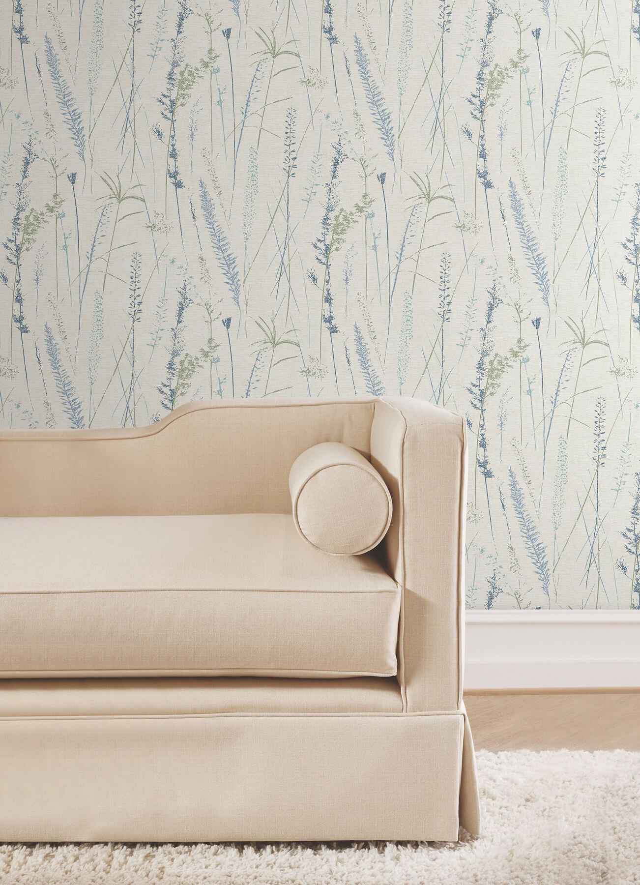 Meadow Splendor Blue Botanical Wallpaper - York Wallcoverings - LL3242