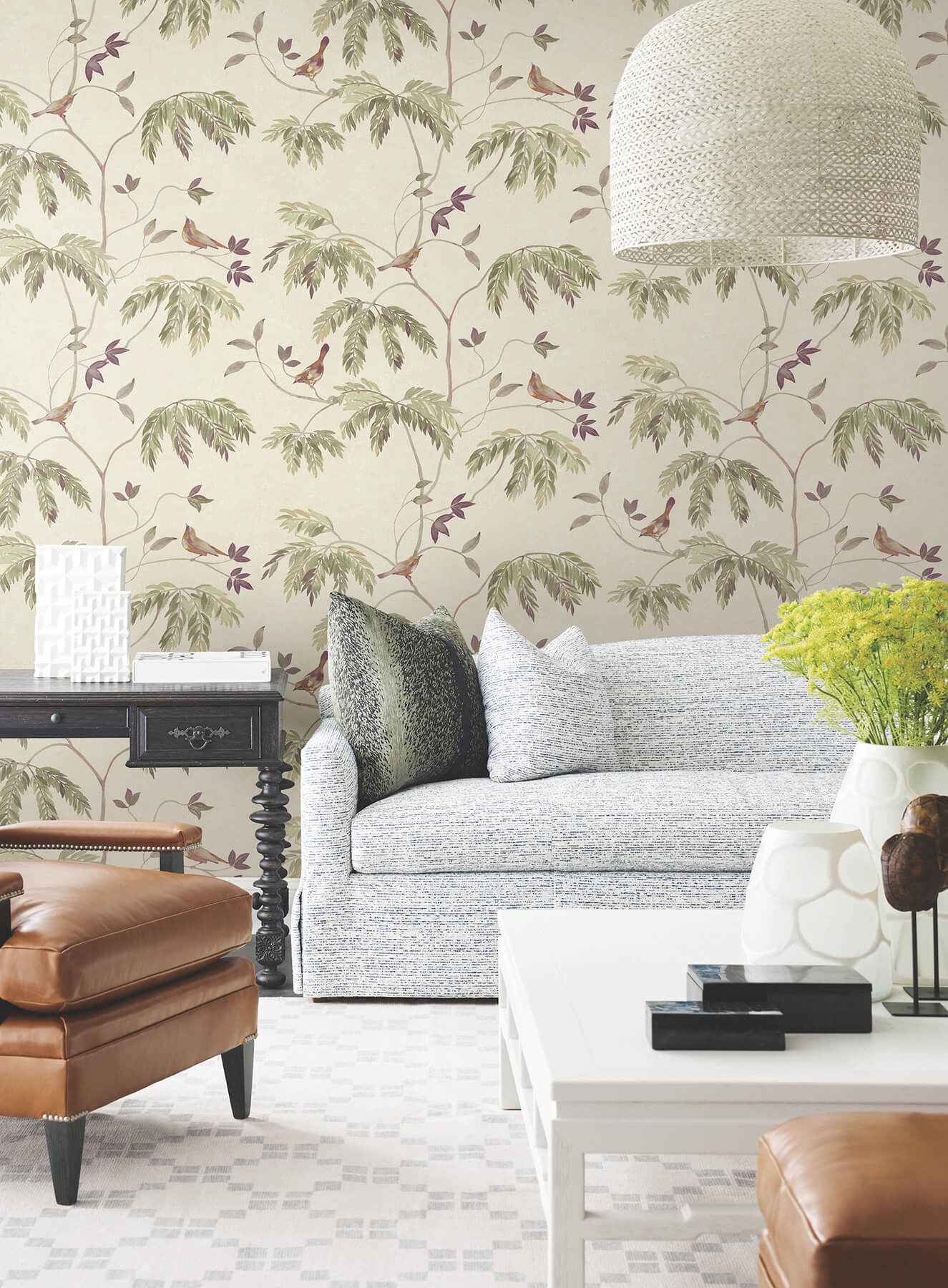 Cillian Plum Botanical Bird Trail Wallpaper - York Wallcoverings - LL3248 - York Wallcoverings Wallpaper
