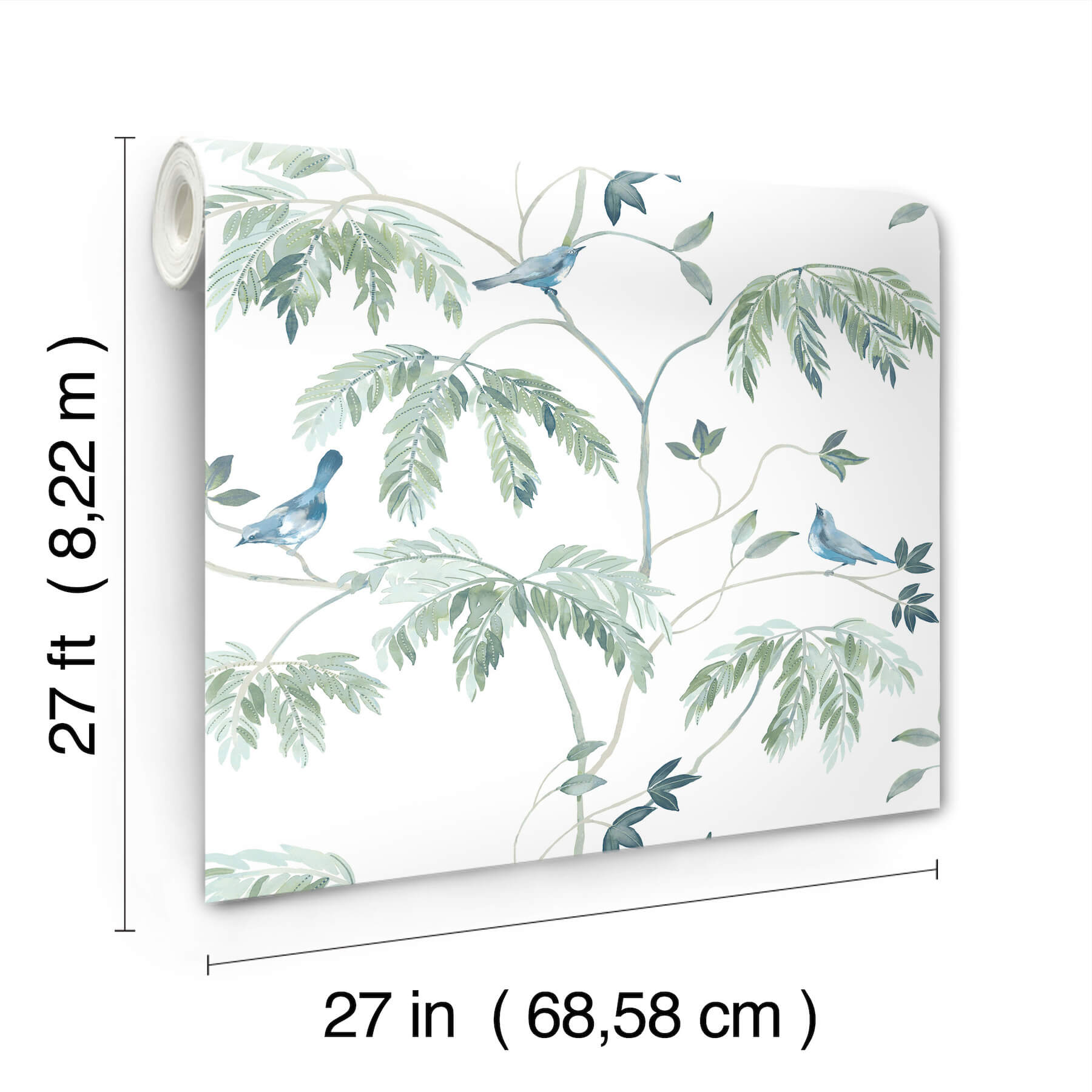 cillian-blue-botanical-bird-trail-wallpaper-york-wallcoverings-ll3249 - York Wallcoverings Wallpaper