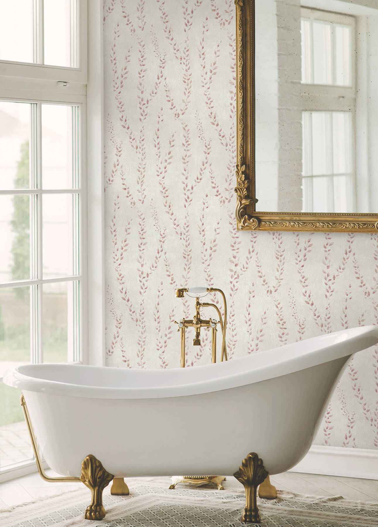 Alpenrose Maroon Vine Wallpaper - York Wallcoverings - LL3255