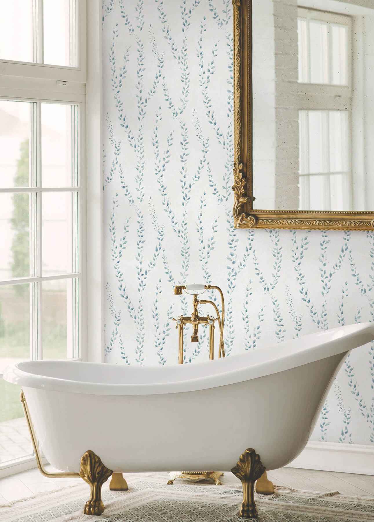 Alpenrose Sapphire Vine Wallpaper - York Wallcoverings - LL3256