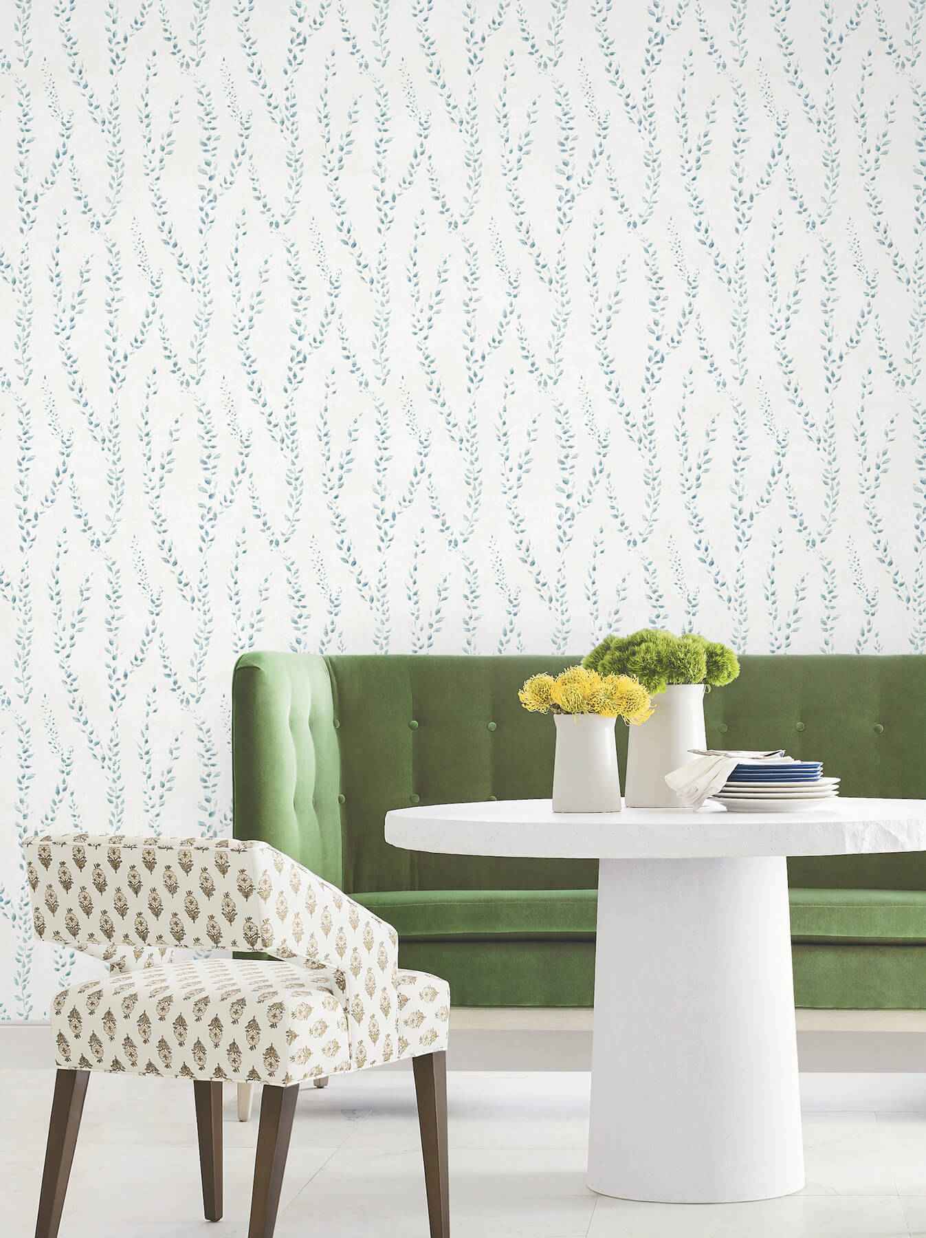 Alpenrose Sapphire Vine Wallpaper - York Wallcoverings - LL3256 - York Wallcoverings Wallpaper