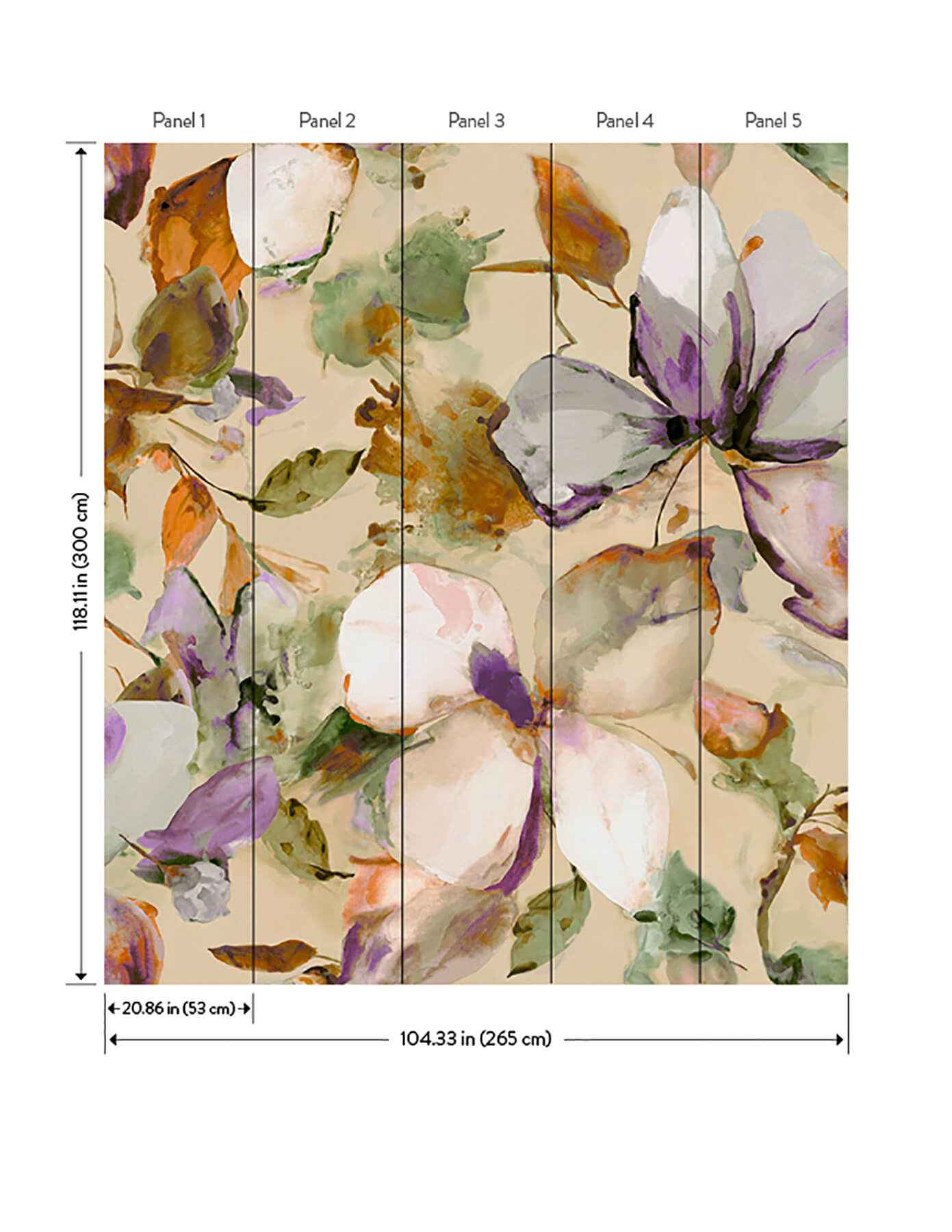 Florian Lavender Wall Mural - York Wallcoverings - 4202-367546M - York Wallcoverings Wallpaper