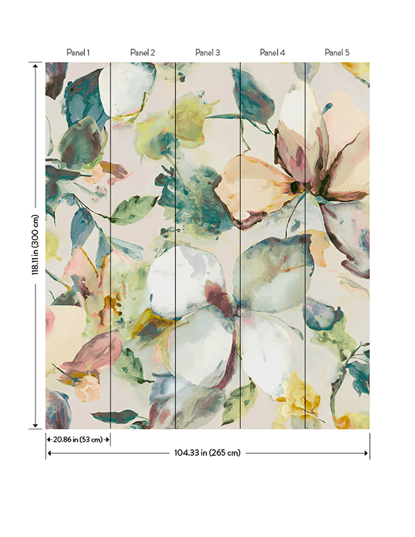 florian-teal-wall-mural-york-wallcoverings-4202-367553m - York Wallcoverings Wallpaper