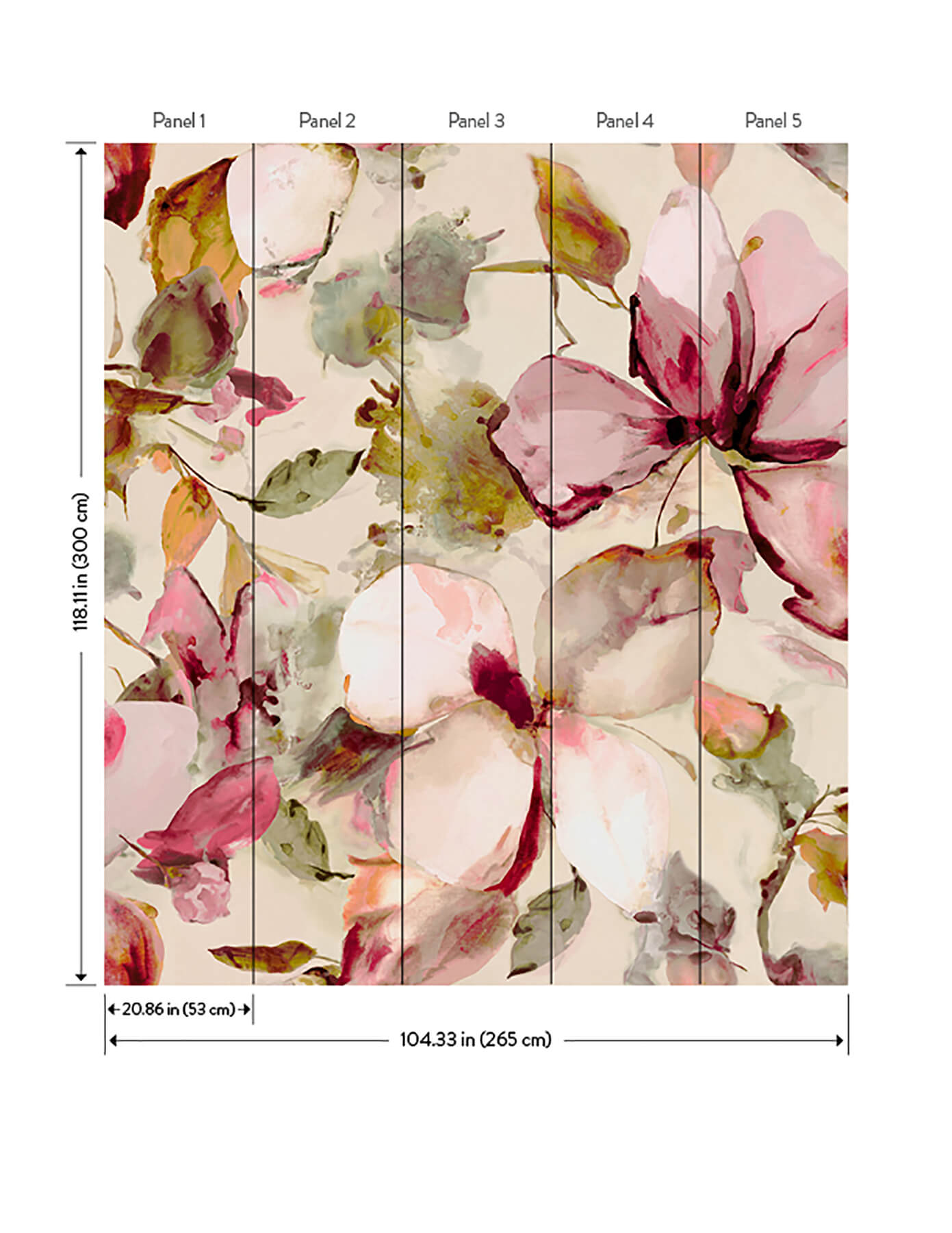 florian-pink-wall-mural-york-wallcoverings-4202-367577m - York Wallcoverings Wallpaper