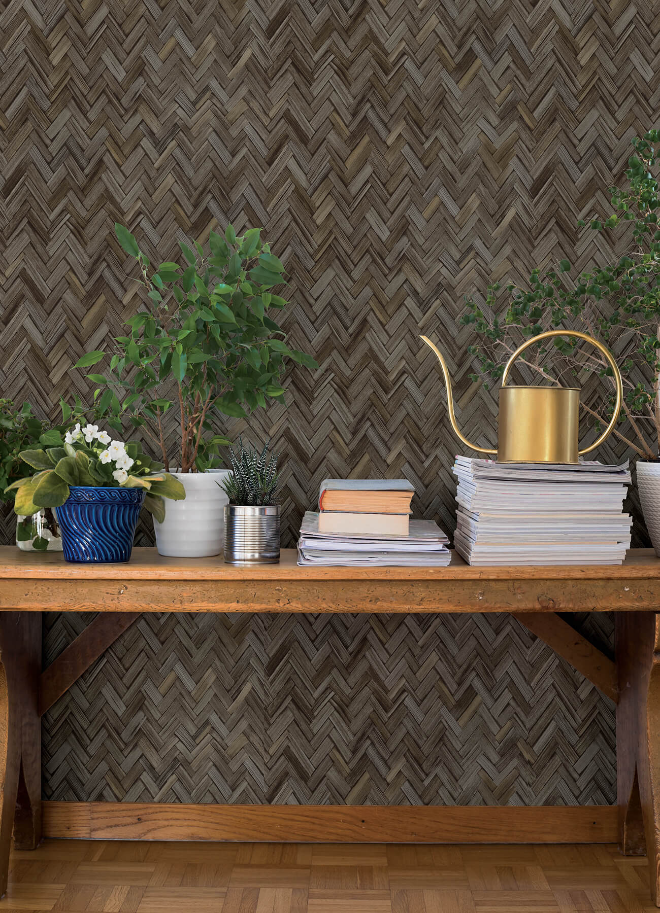 ellery-charcoal-herringbone-wallpaper-york-wallcoverings-4202-410358 - York Wallcoverings Wallpaper