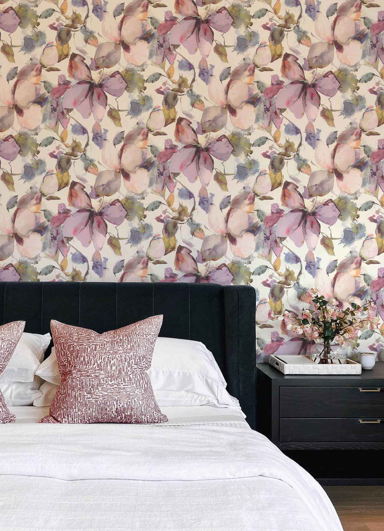 Liliana Plum Floral Wallpaper - York Wallcoverings - 4202-481228
