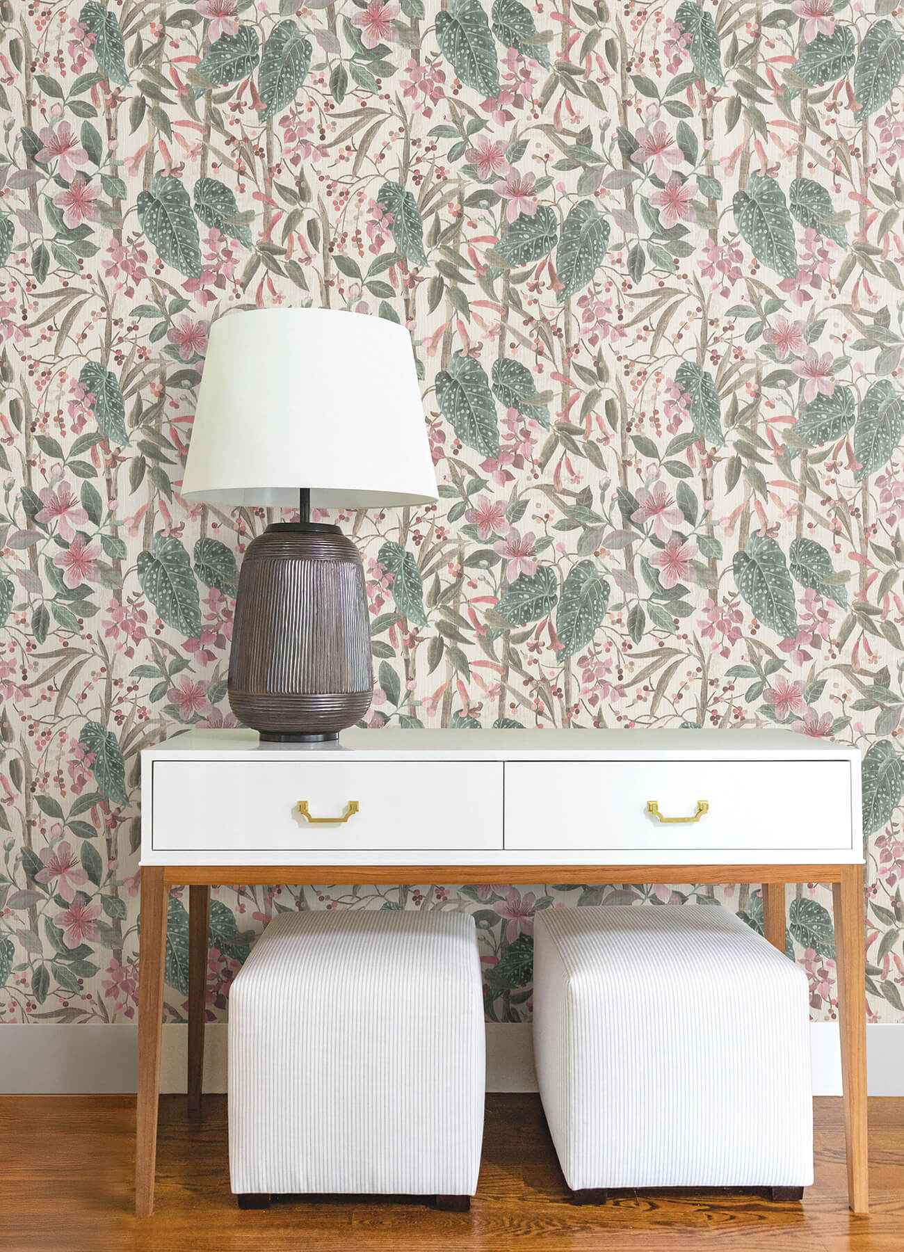 Kalina Teal Floral Fruits Wallpaper - York Wallcoverings - 4202-538212 - York Wallcoverings Wallpaper
