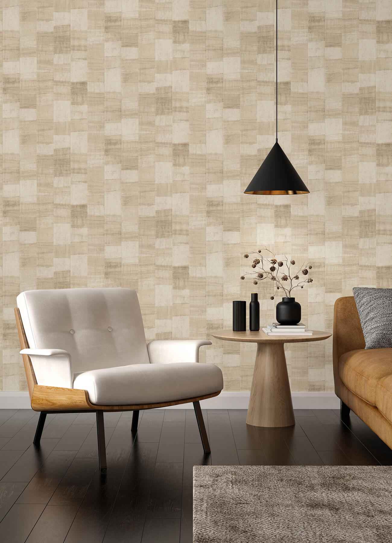 Ivo Beige Block Stripe Wallpaper - York Wallcoverings - 4202-570953