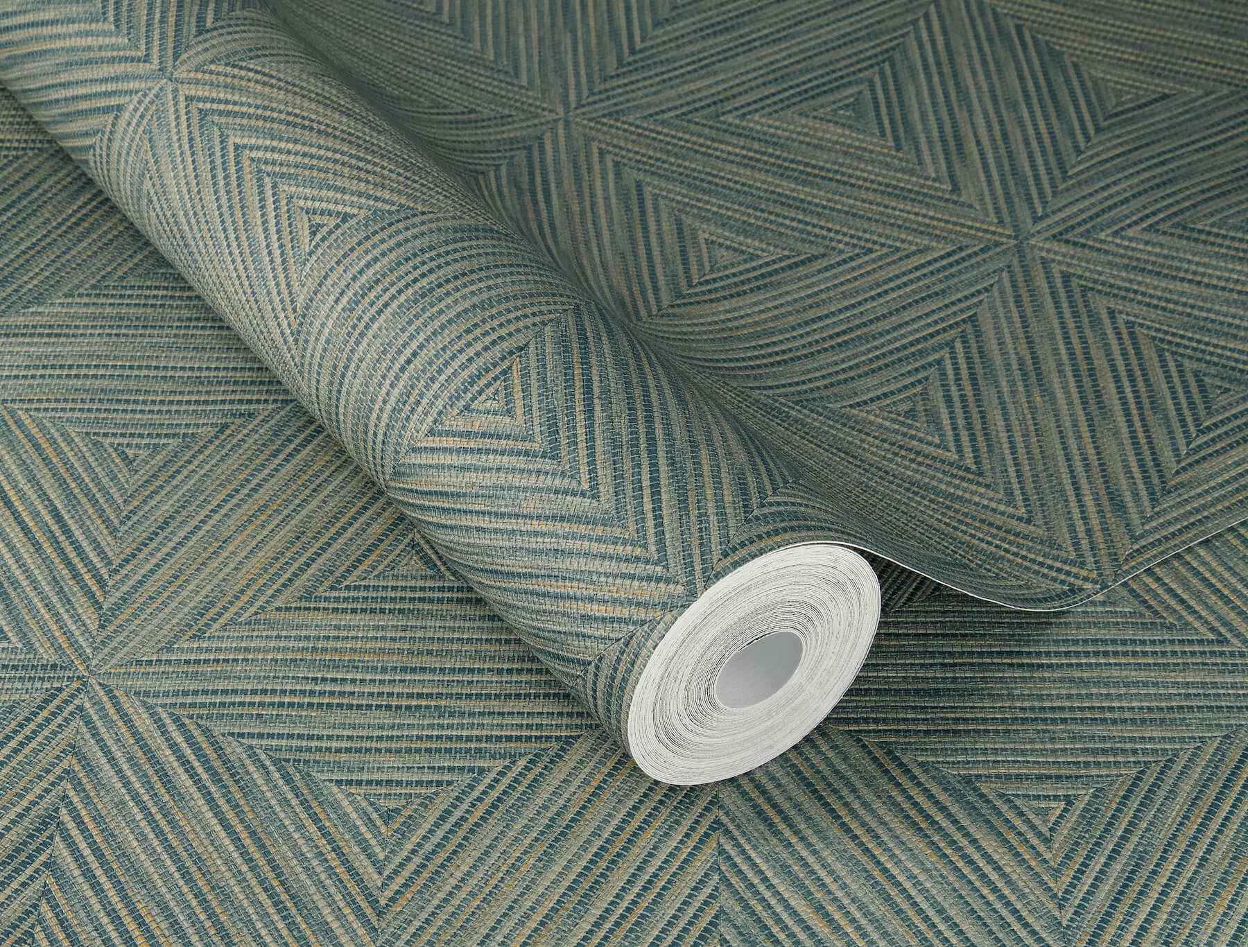 Anara Teal Geo Faux Grasscloth Wallpaper - York Wallcoverings - 4202-571271 - York Wallcoverings Wallpaper