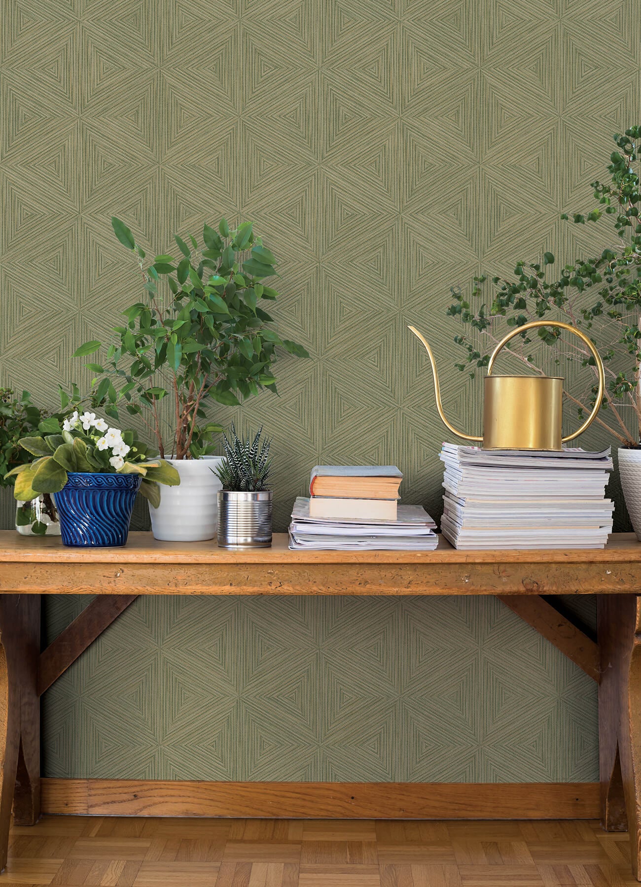 anara-green-geo-faux-grasscloth-wallpaper-york-wallcoverings-4202-571288 - York Wallcoverings Papel pintado