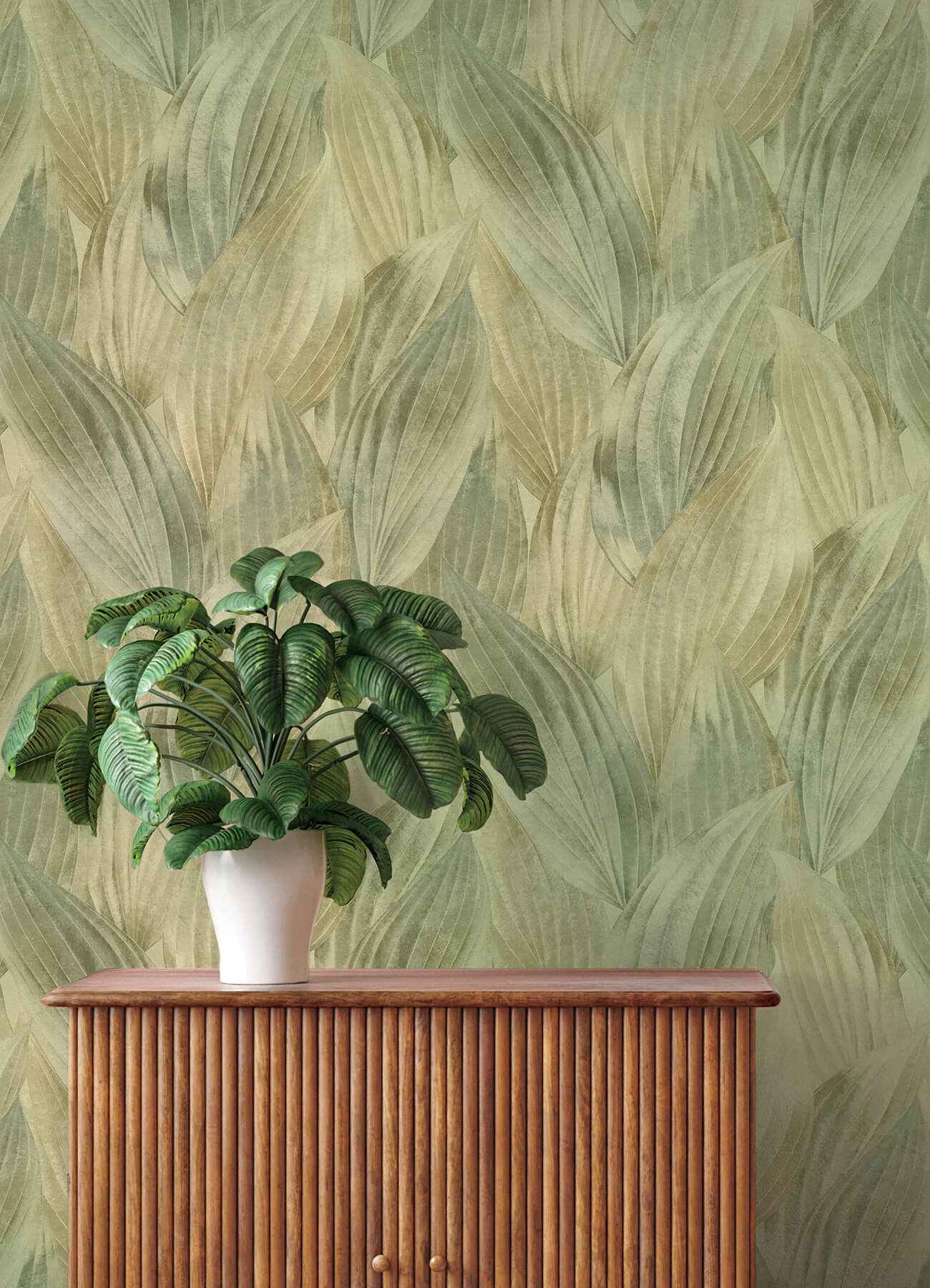 Melora Green Leaf Wallpaper - York Wallcoverings - 4202-571547 - York Wallcoverings Wallpaper
