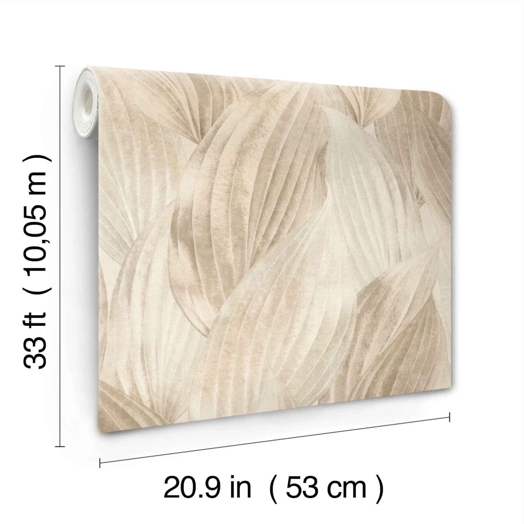 Melora Beige Leaf Wallpaper - York Wallcoverings - 4202-571554 - York Wallcoverings Wallpaper