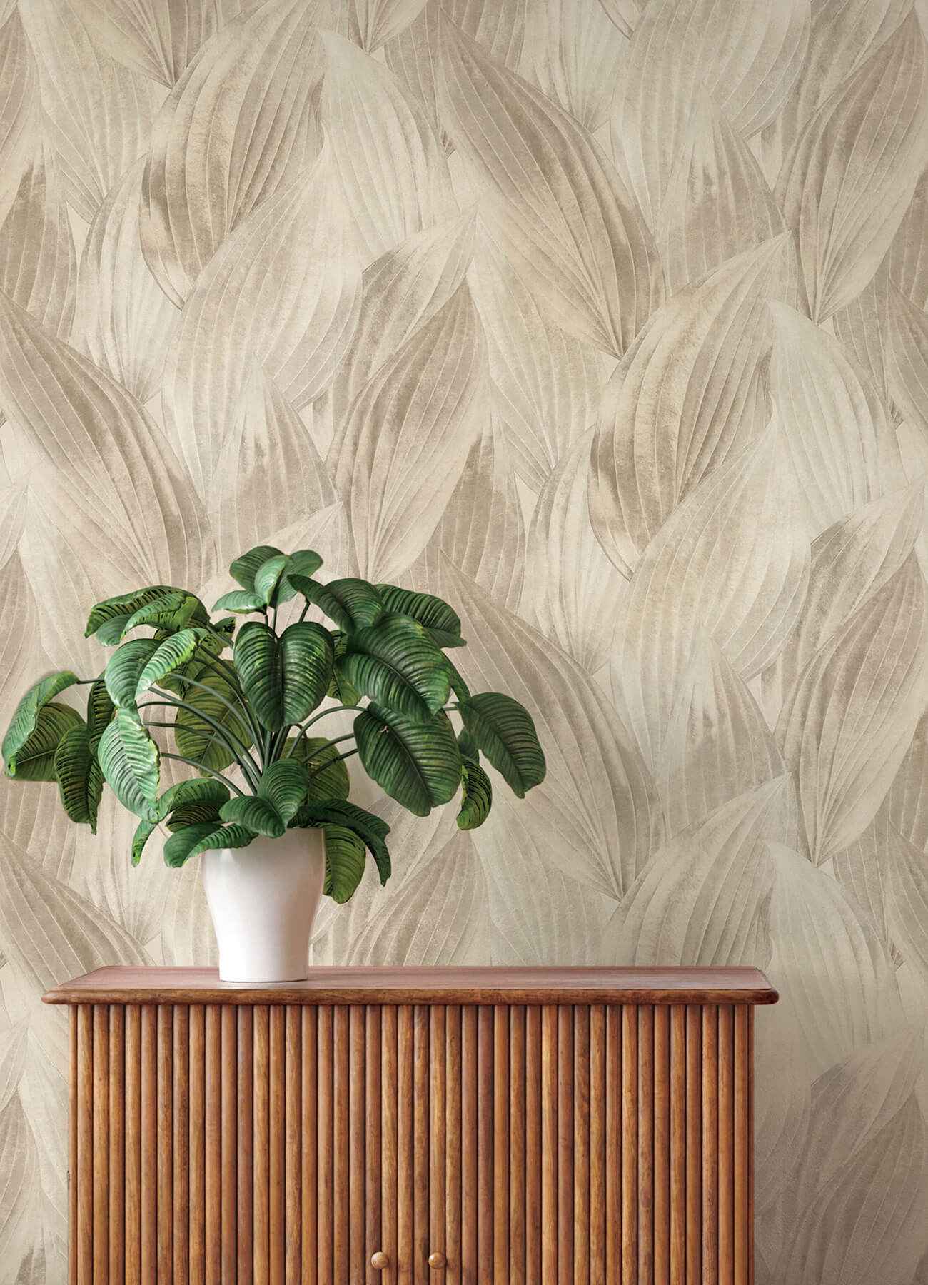 Melora Beige Leaf Wallpaper - York Wallcoverings - 4202-571554 - York Wallcoverings Wallpaper