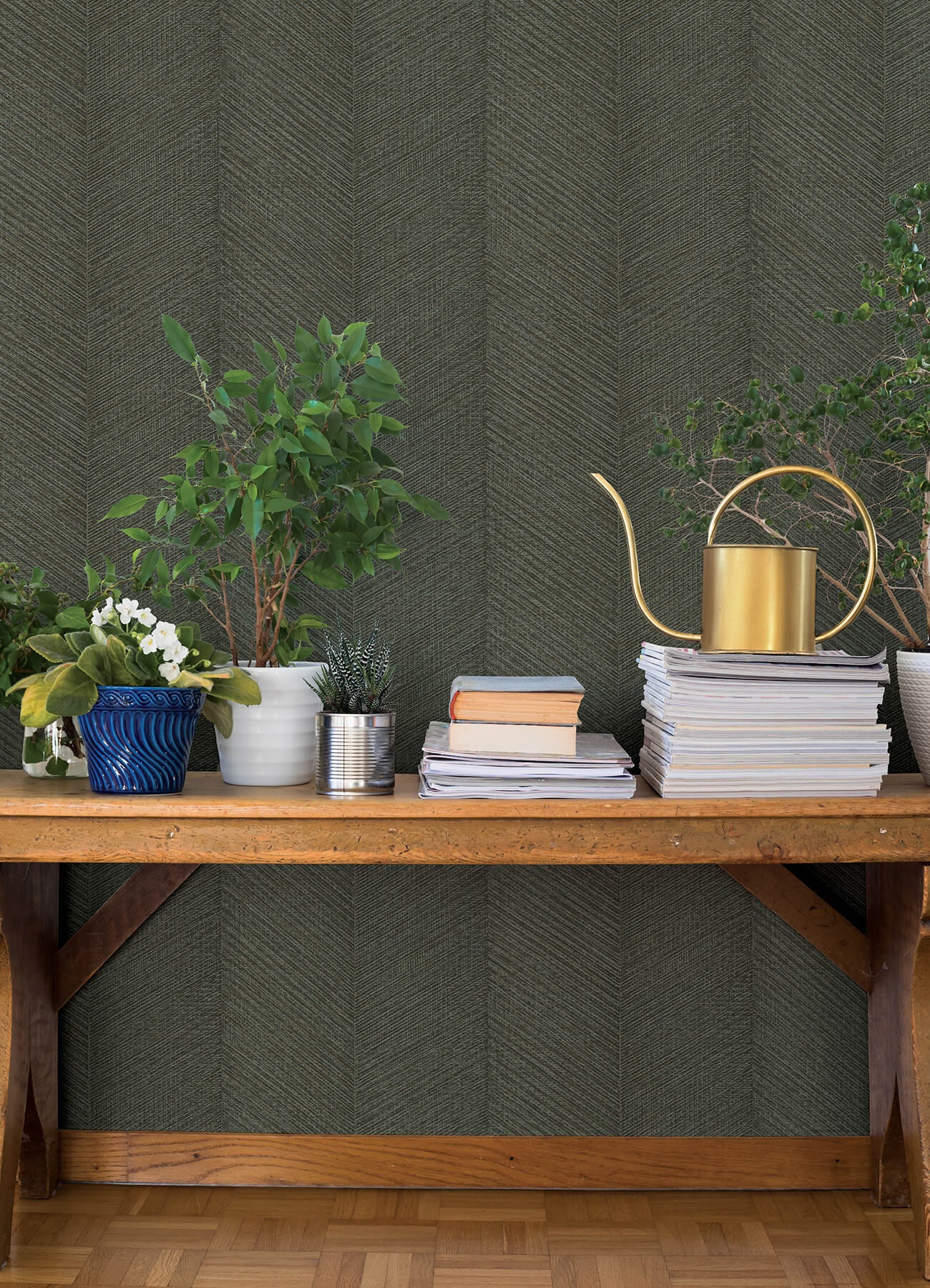 ione-evergreen-textured-chevron-wallpaper-york-wallcoverings-4202-720303 - York Wallcoverings Papel pintado