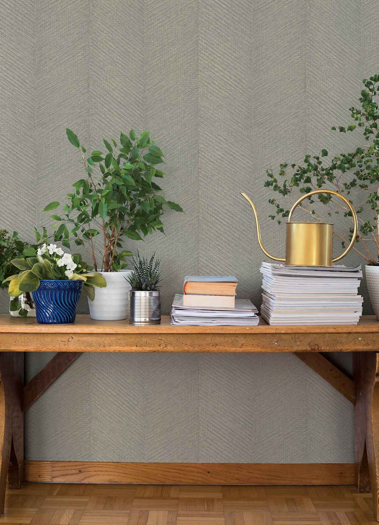 Ione Grey Textured Chevron Wallpaper - York Wallcoverings - 4202-720358 - York Wallcoverings Wallpaper