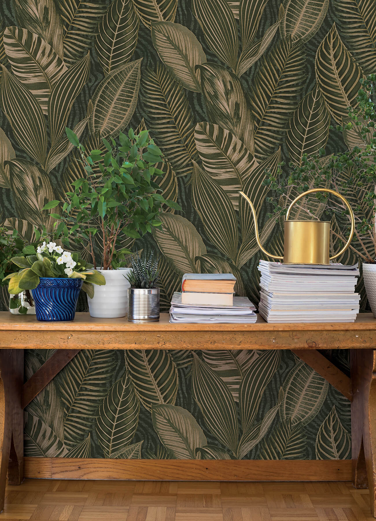 acacius-dark-green-tropical-foliage-wallpaper-york-wallcoverings-4202-751826 - York Wallcoverings Papel pintado