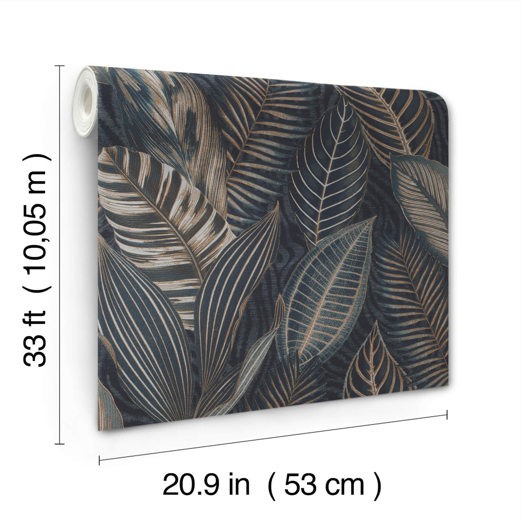 acacius-dark-blue-tropical-foliage-wallpaper-york-wallcoverings-4202-751840 - York Wallcoverings Papel pintado