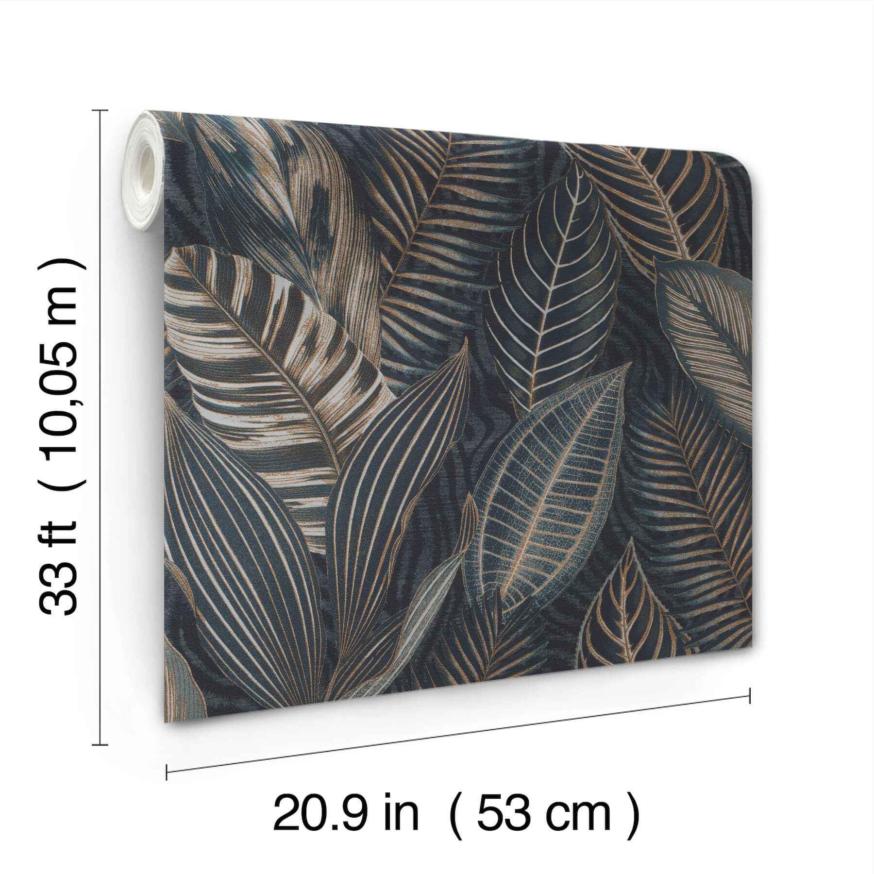 Acacius Dark Blue Tropical Foliage Wallpaper - York Wallcoverings - 4202-751840 - York Wallcoverings Wallpaper