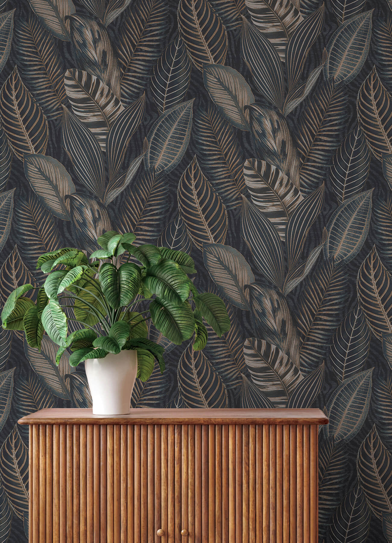 acacius-dark-blue-tropical-foliage-wallpaper-york-wallcoverings-4202-751840 - York Wallcoverings Papel pintado