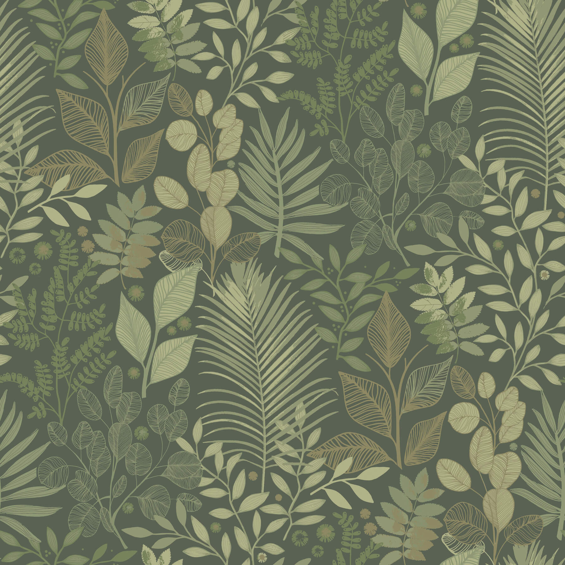 ngslycka-dark-green-forest-botanicals-wallpaper-york-wallcoverings-4201-20103 - York Wallcoverings Wallpaper