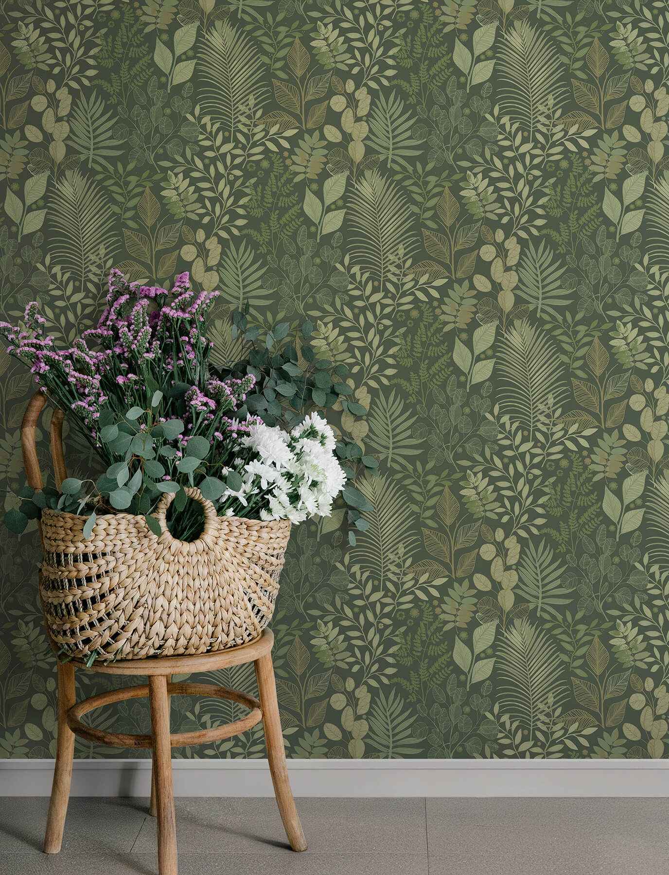 Ängslycka Dark Green Forest Botanicals Wallpaper - York Wallcoverings - 4201-20103 - York Wallcoverings Wallpaper