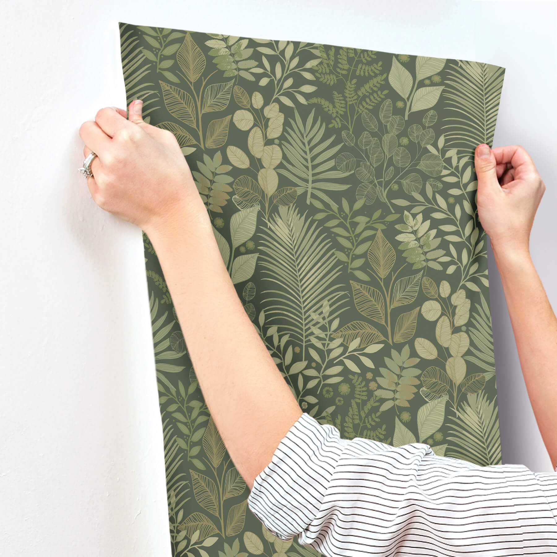 ngslycka-dark-green-forest-botanicals-wallpaper-york-wallcoverings-4201-20103 - York Wallcoverings Wallpaper