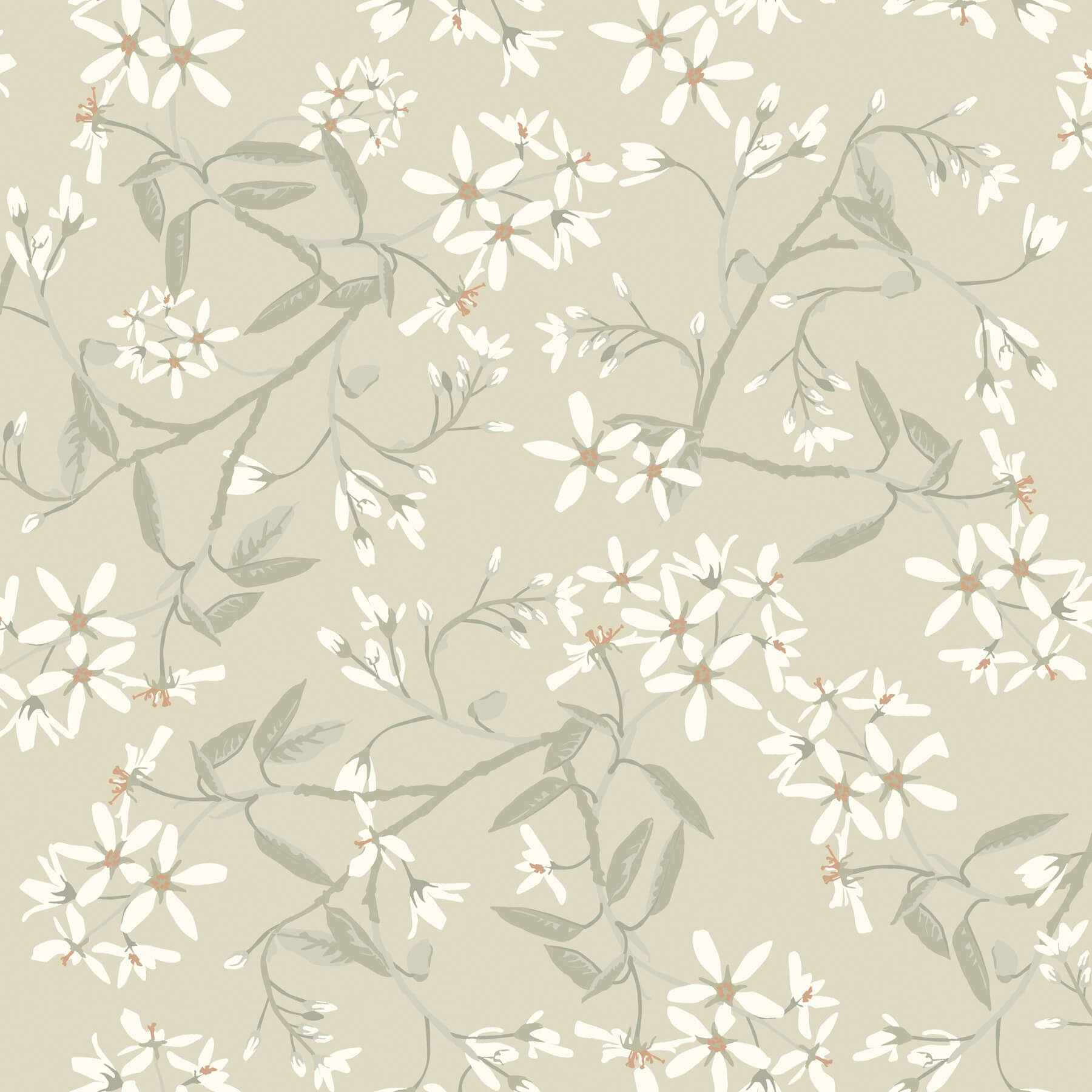 Paradis Beige Bouquet Toss Wallpaper - York Wallcoverings - 4201-20112