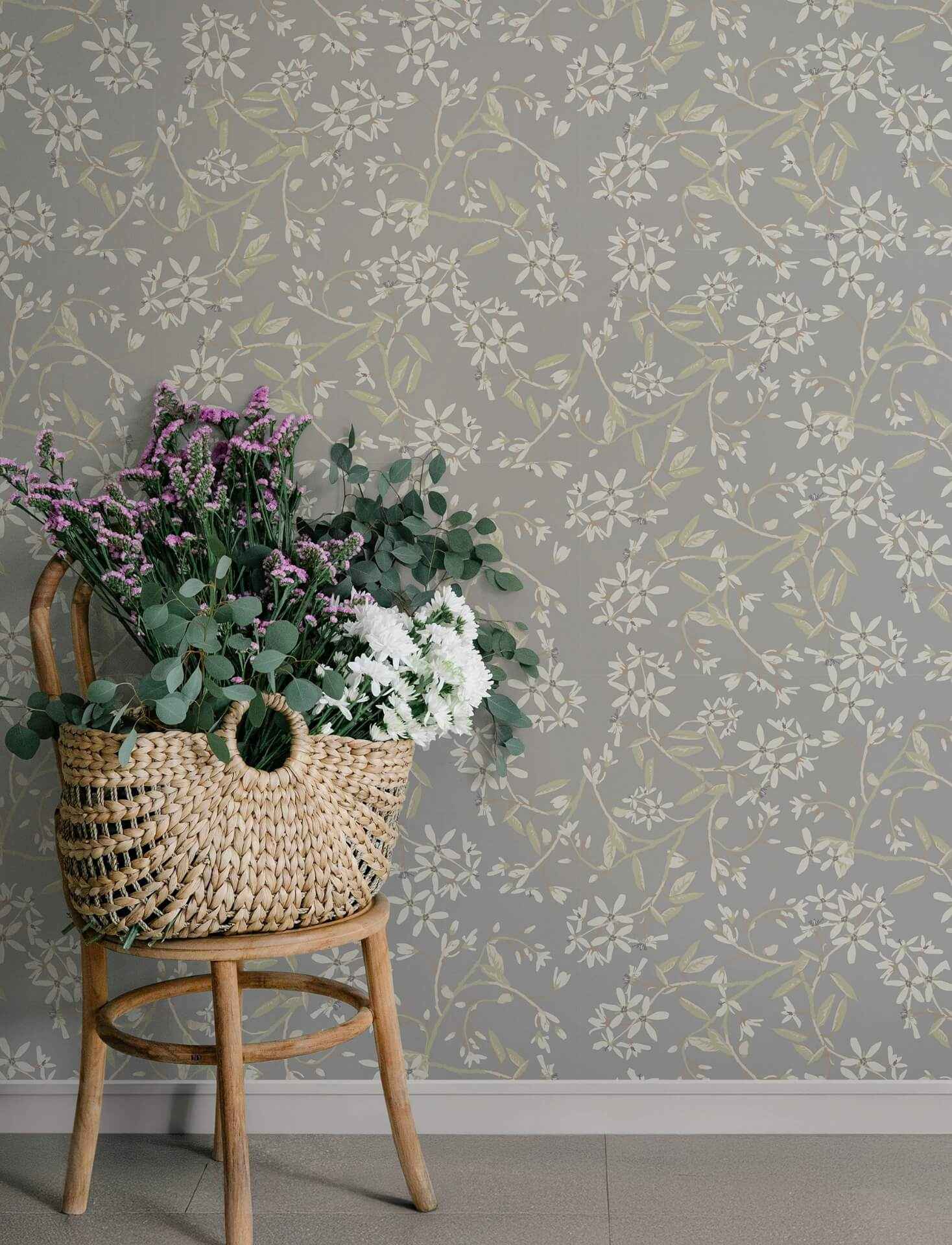 Paradis Slate Bouquet Toss Wallpaper - York Wallcoverings - 4201-20114 - York Wallcoverings Wallpaper