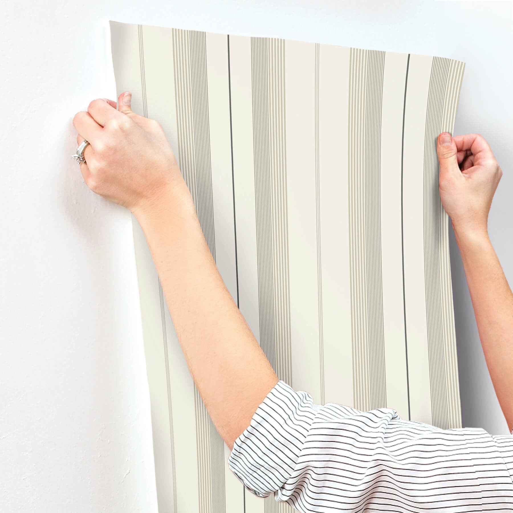 Herrgård Neutral Stripe Wallpaper - York Wallcoverings - 4201-20118 - York Wallcoverings Wallpaper
