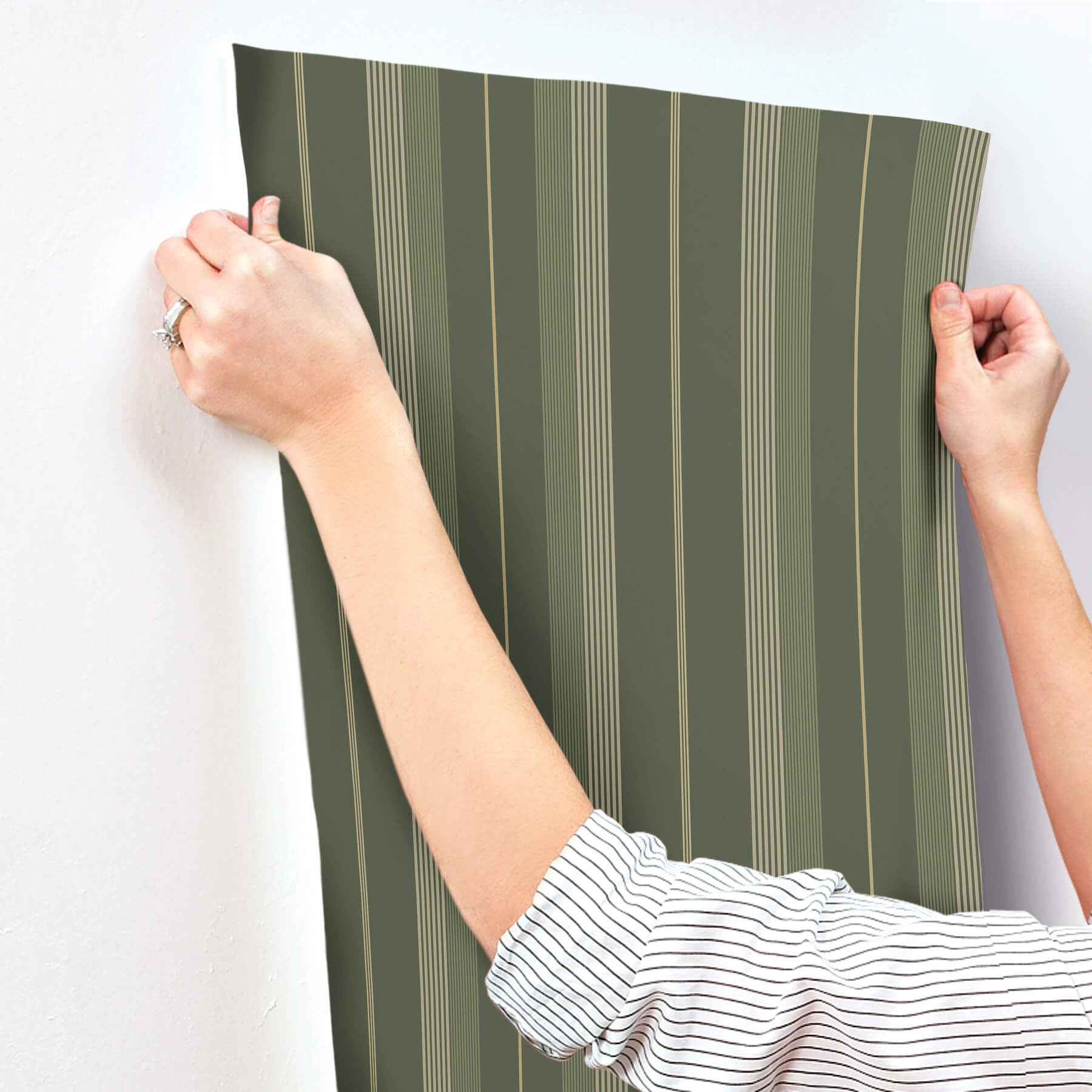 Herrgård Evergreen Stripe Wallpaper - York Wallcoverings - 4201-20121 - York Wallcoverings Wallpaper