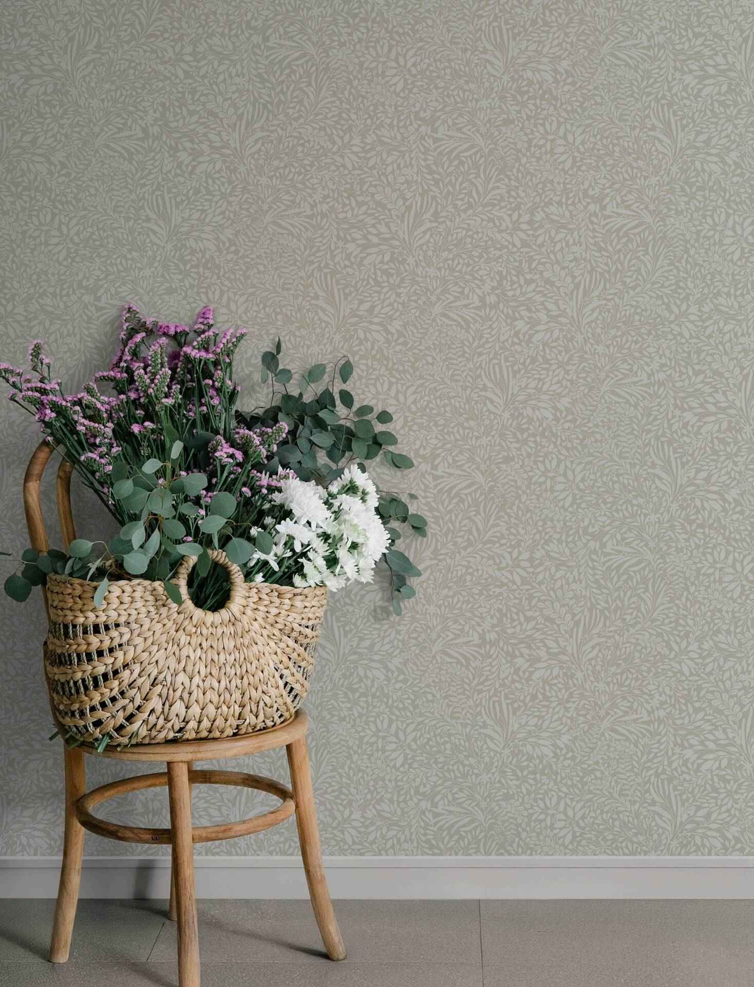 Kristina Taupe Botanical Wallpaper - York Wallcoverings - 4201-20127 - York Wallcoverings Wallpaper
