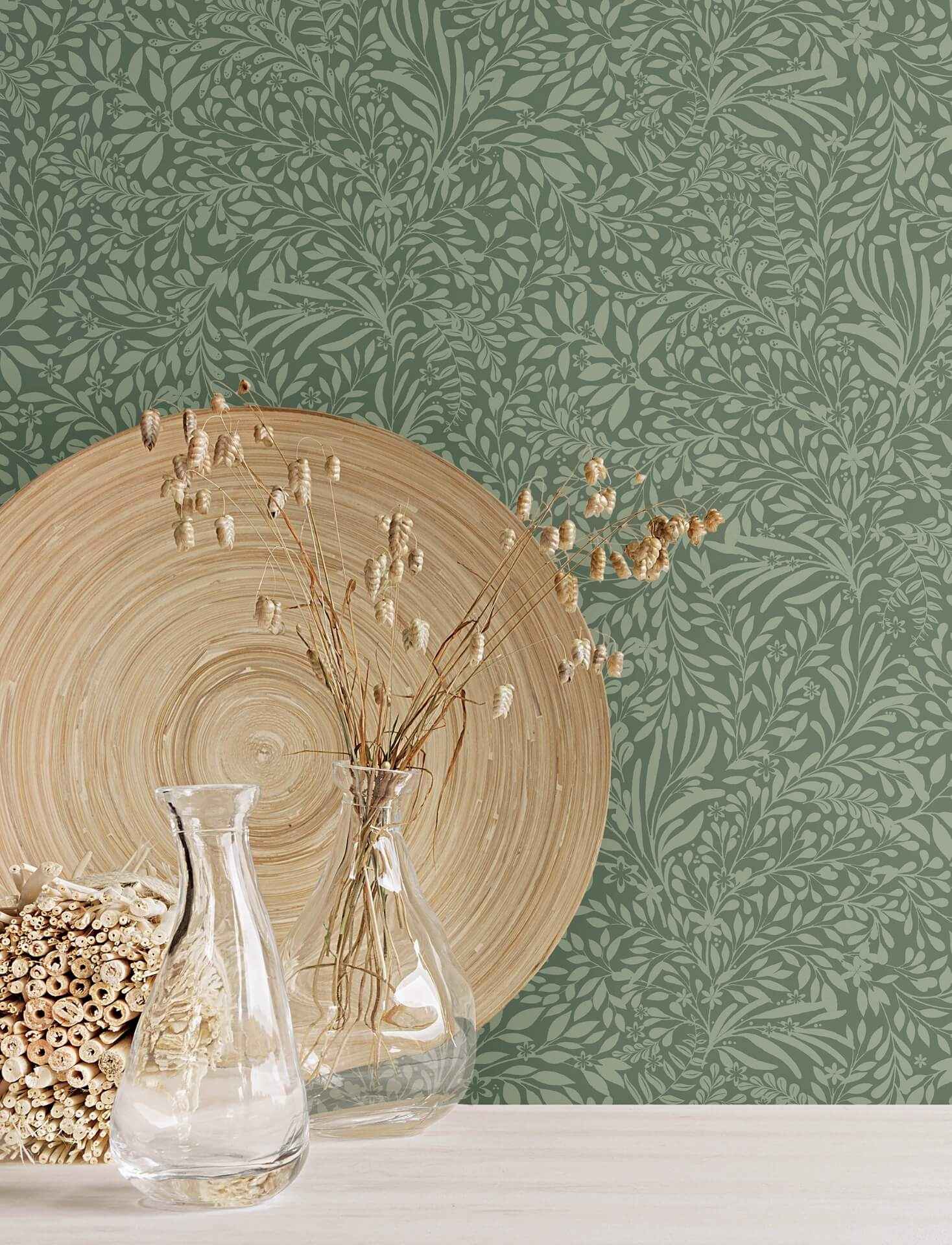 Kristina Evergreen Botanical Wallpaper - York Wallcoverings - 4201-20129 - York Wallcoverings Wallpaper