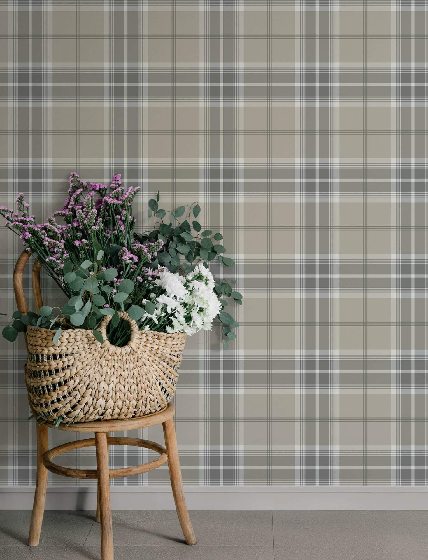 emma-grey-plaid-wallpaper-york-wallcoverings-4201-20130 - York Wallcoverings Wallpaper