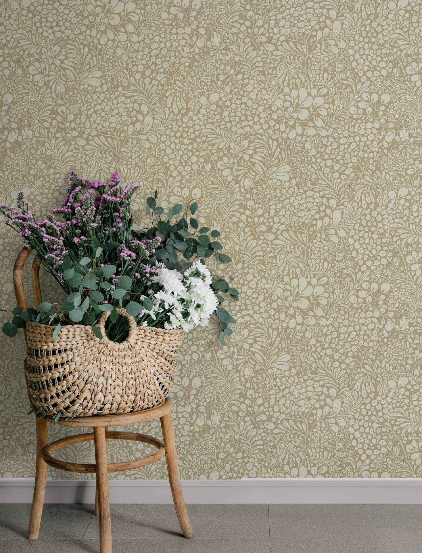 Siv Chestnut Botanical Wallpaper - York Wallcoverings - 4201-48002 - York Wallcoverings Wallpaper
