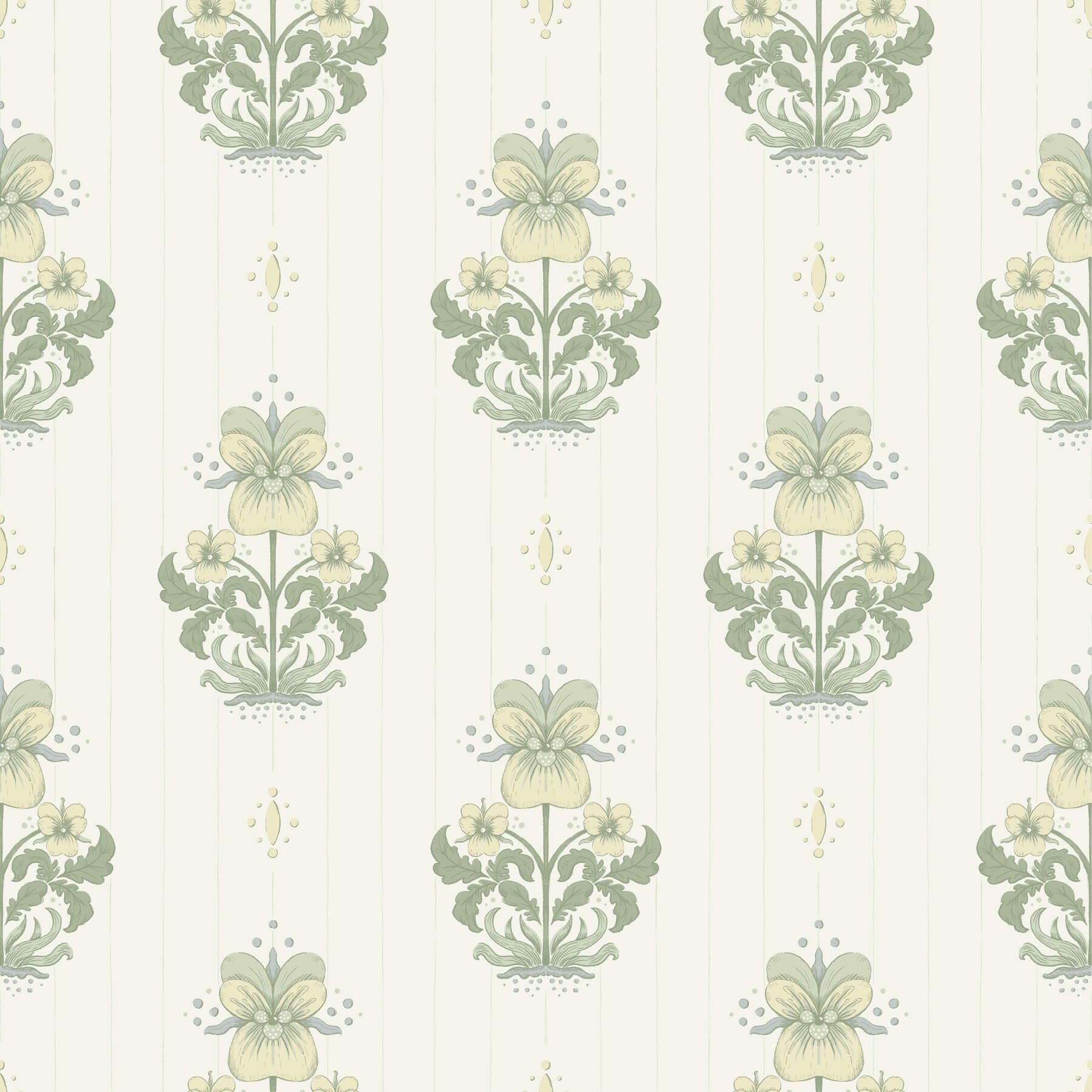 gullvie-white-pansies-wallpaper-york-wallcoverings-4201-48005 - York Wallcoverings Wallpaper