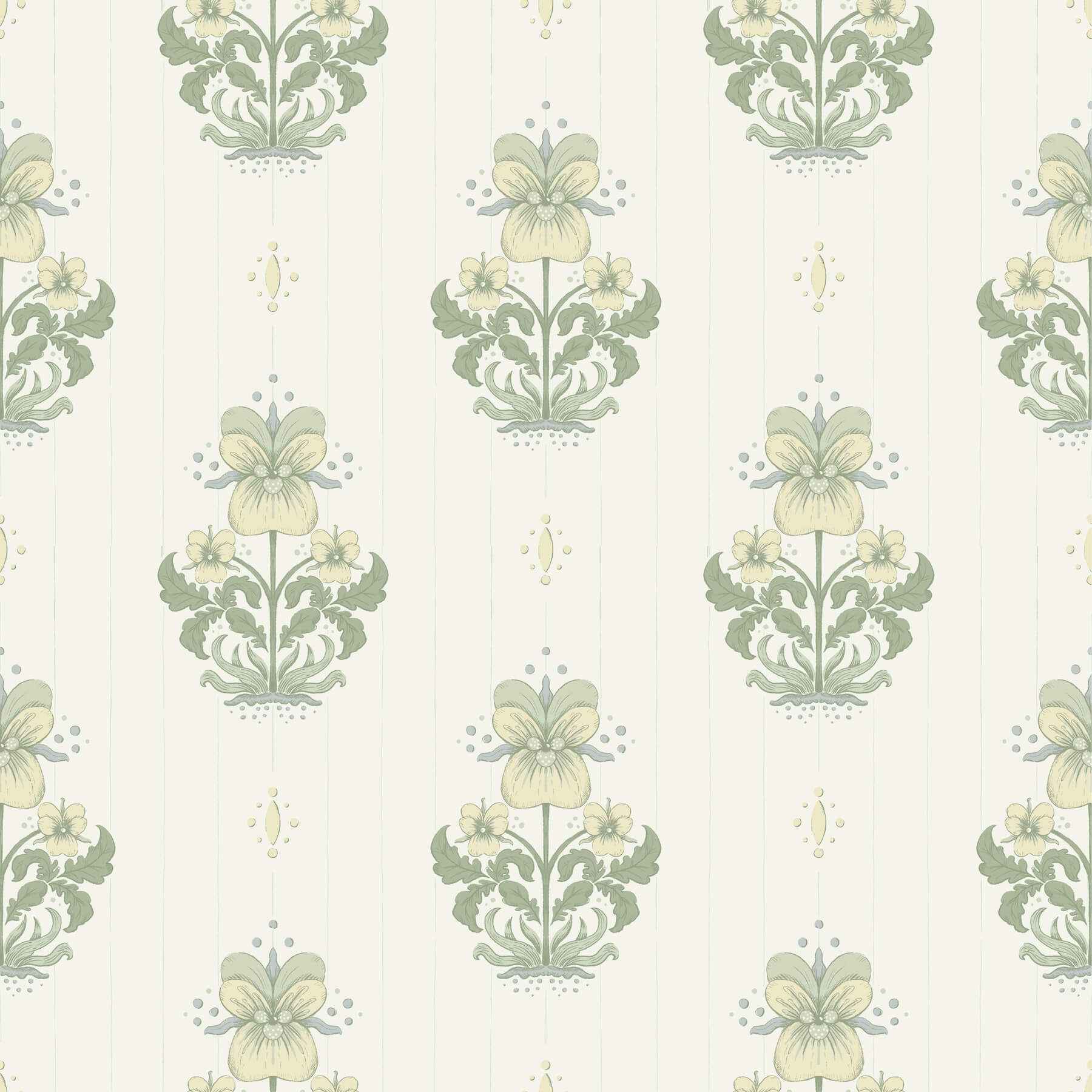 Gullvie White Pansies Wallpaper - York Wallcoverings - 4201-48005