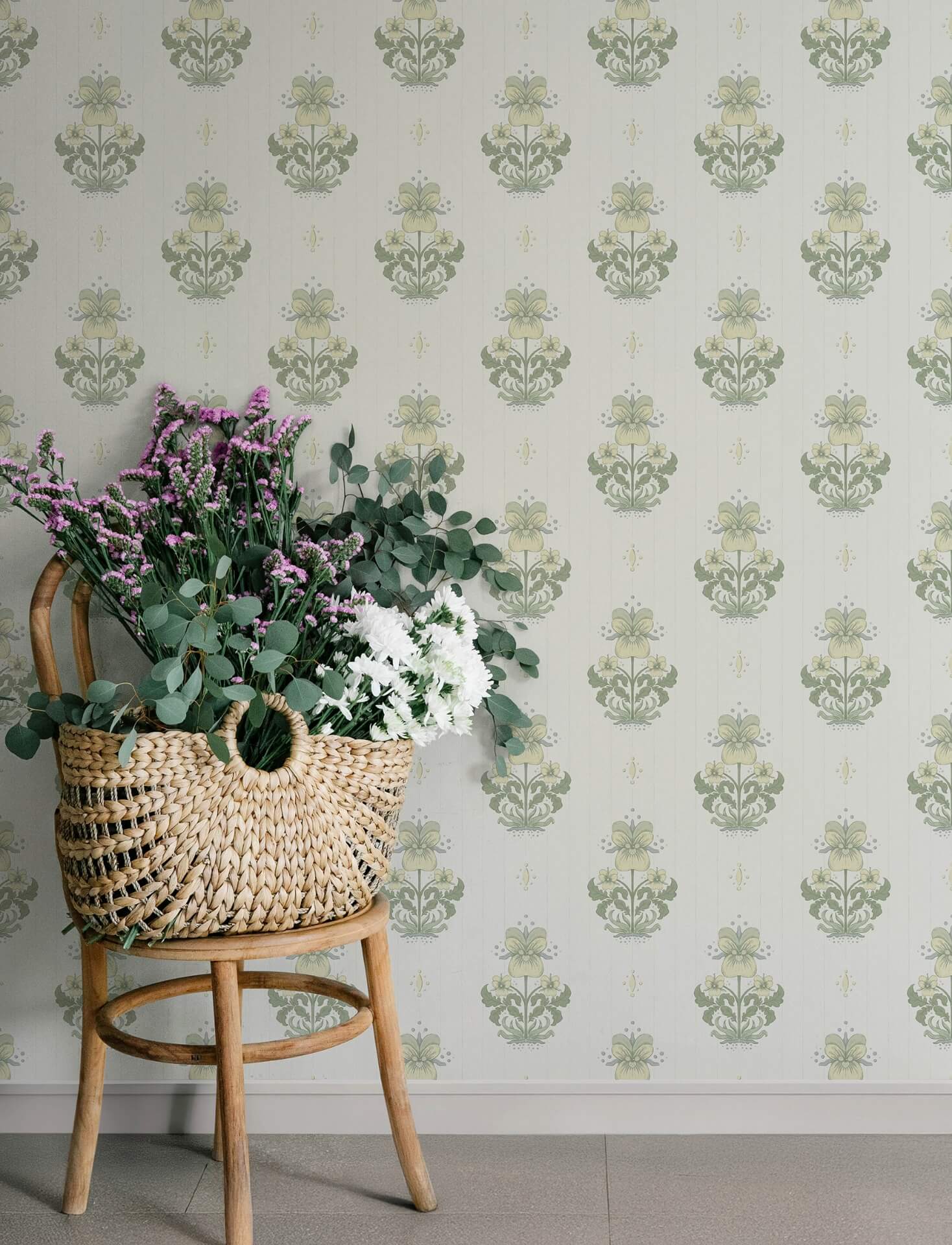 gullvie-white-pansies-wallpaper-york-wallcoverings-4201-48005 - York Wallcoverings Wallpaper