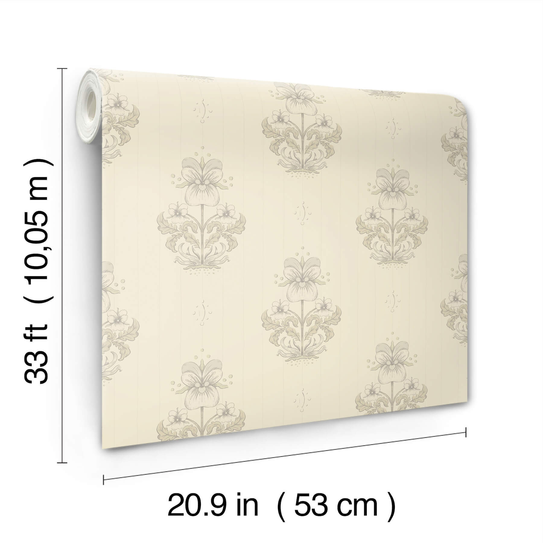 gullvie-cream-pansies-wallpaper-york-wallcoverings-4201-48006 - York Wallcoverings Wallpaper