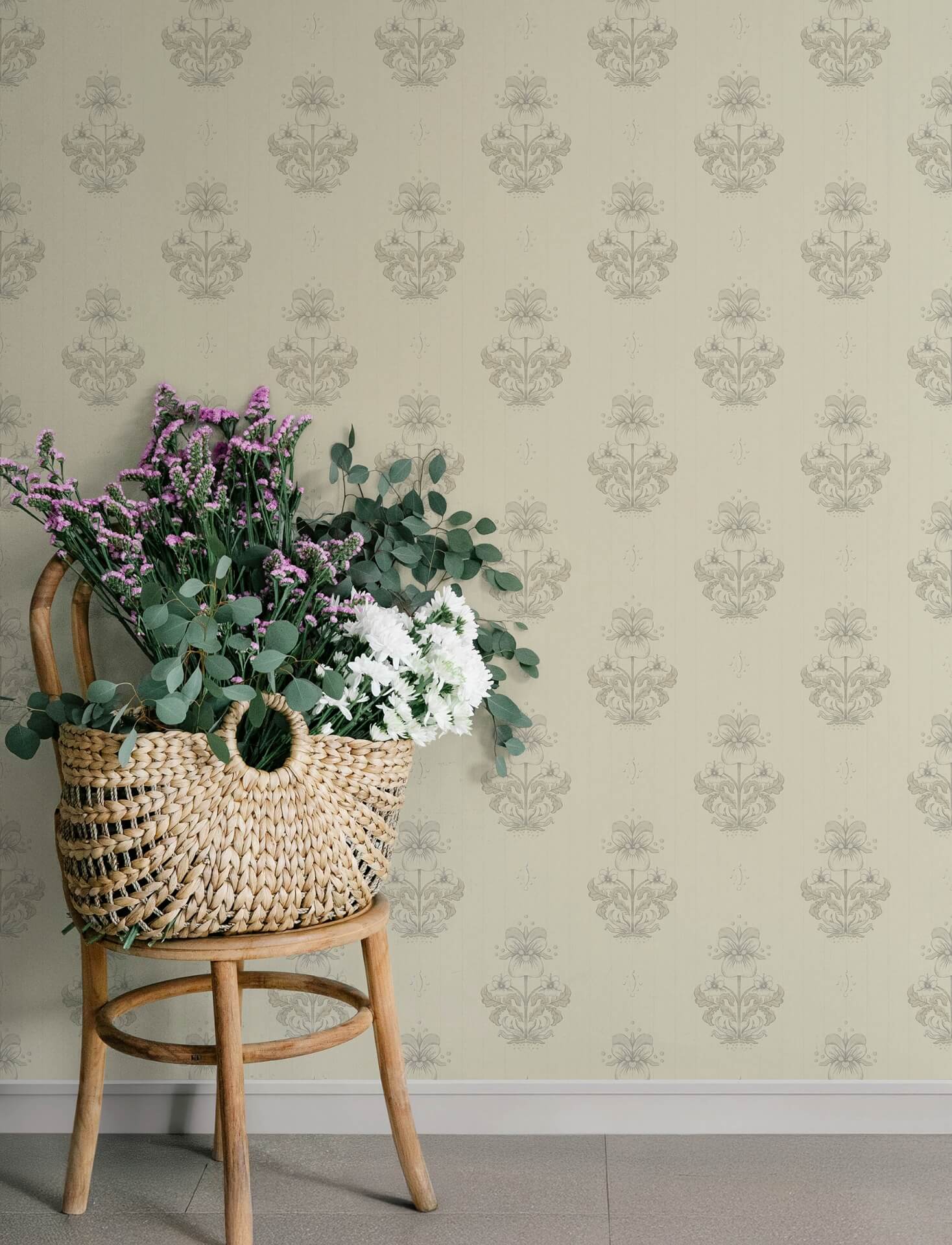 gullvie-cream-pansies-wallpaper-york-wallcoverings-4201-48006 - York Wallcoverings Wallpaper