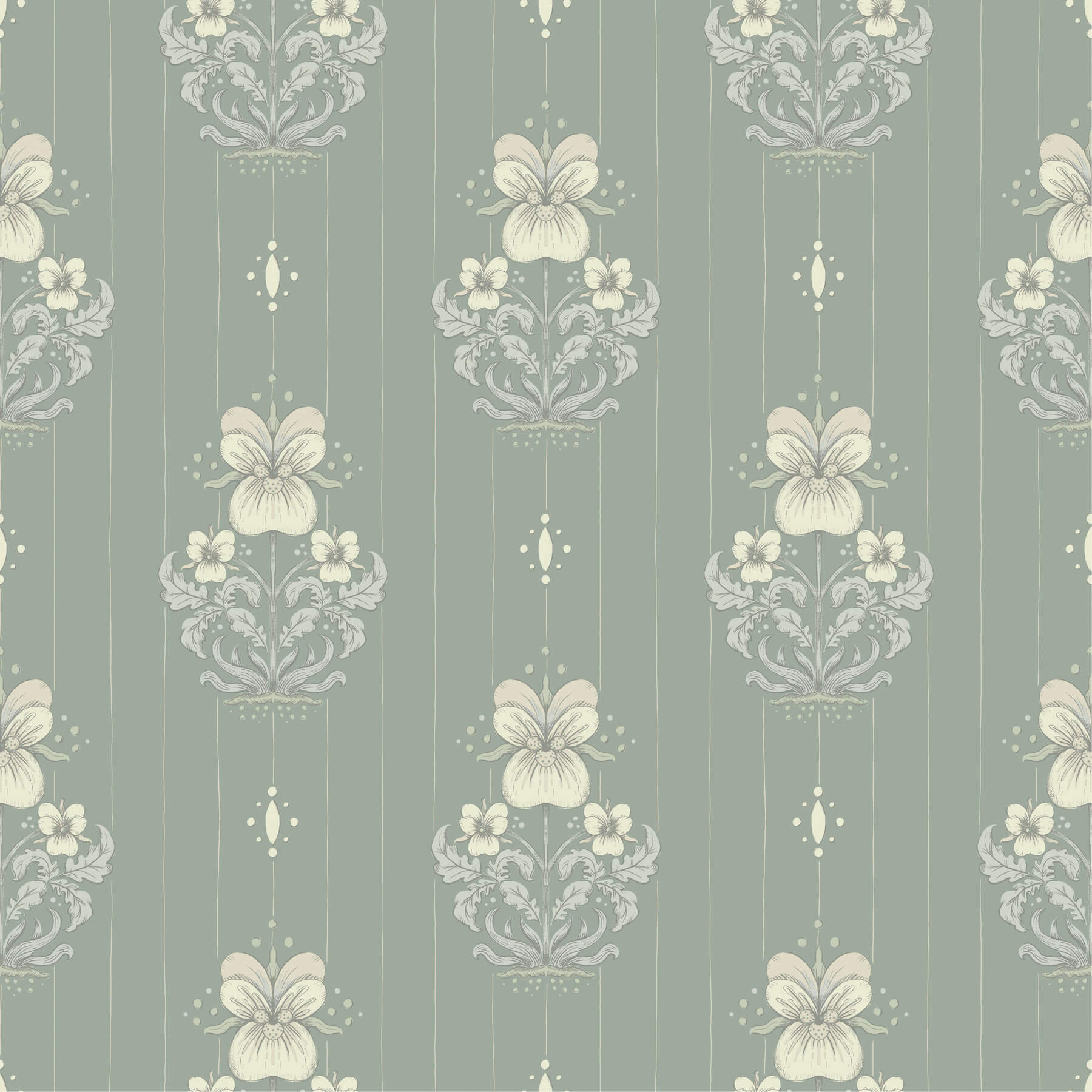 gullvie-seafoam-pansies-wallpaper-york-wallcoverings-4201-48007 - York Wallcoverings Wallpaper